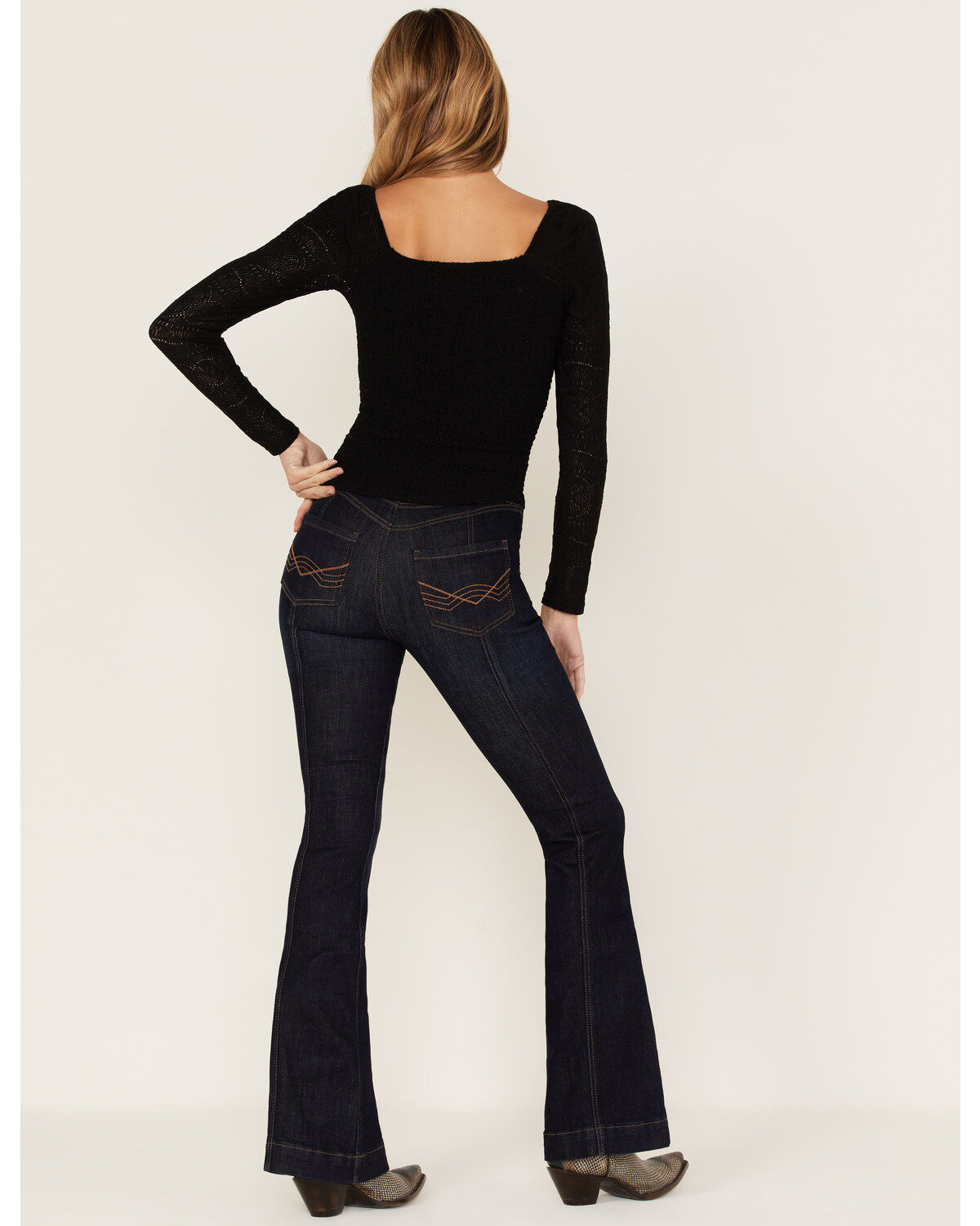 Idyllwind Women's Hillsboro Dark Wash High Rise Seamed Outlaw Flare Jeans