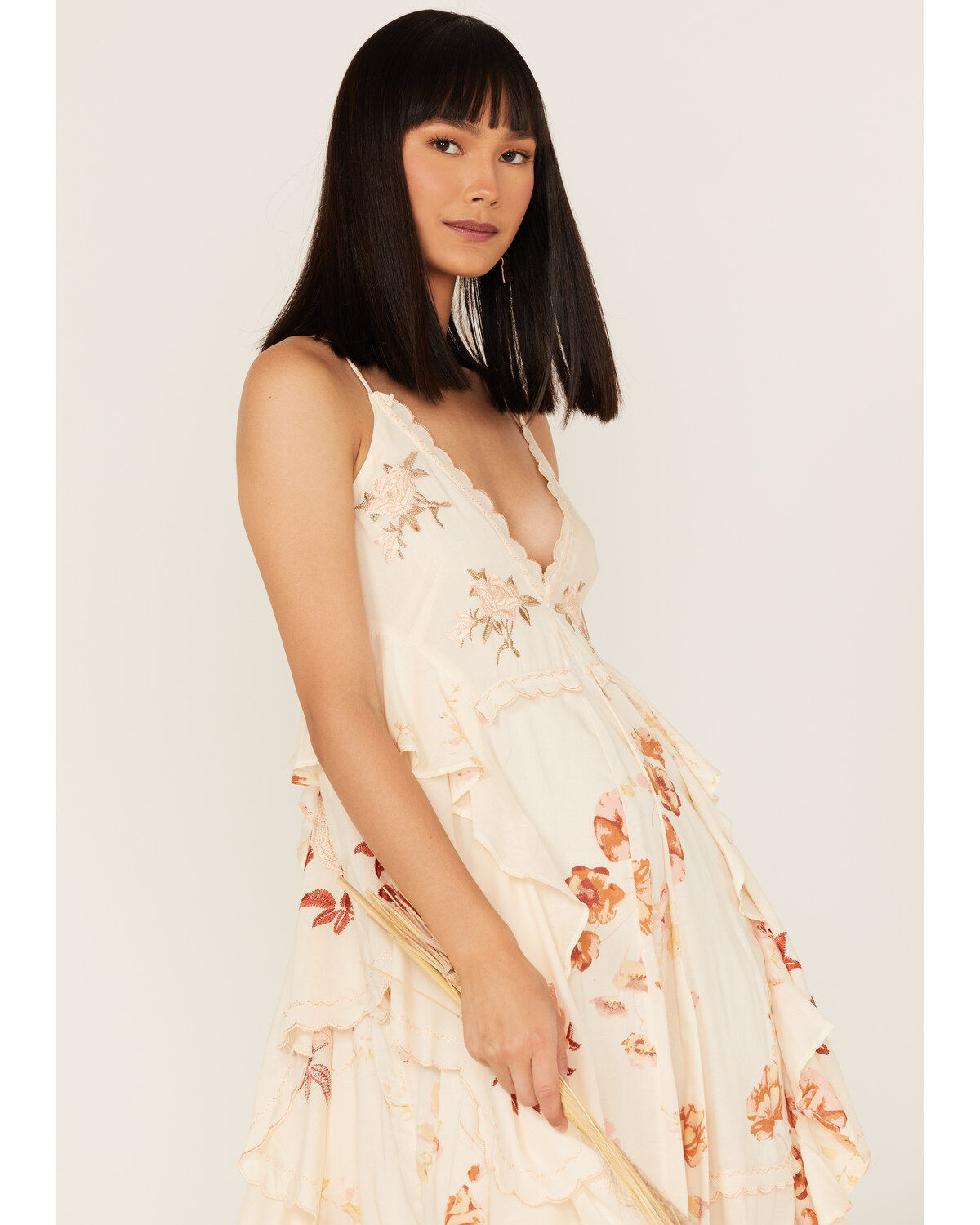 Free People Women's Audrey Embroidered Floral Sleeveless Midi Dress