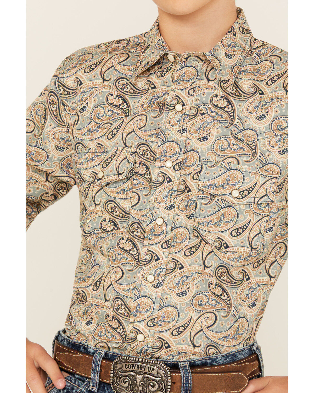 Cinch Boys' Paisley Print Long Sleeve Snap Western Shirt