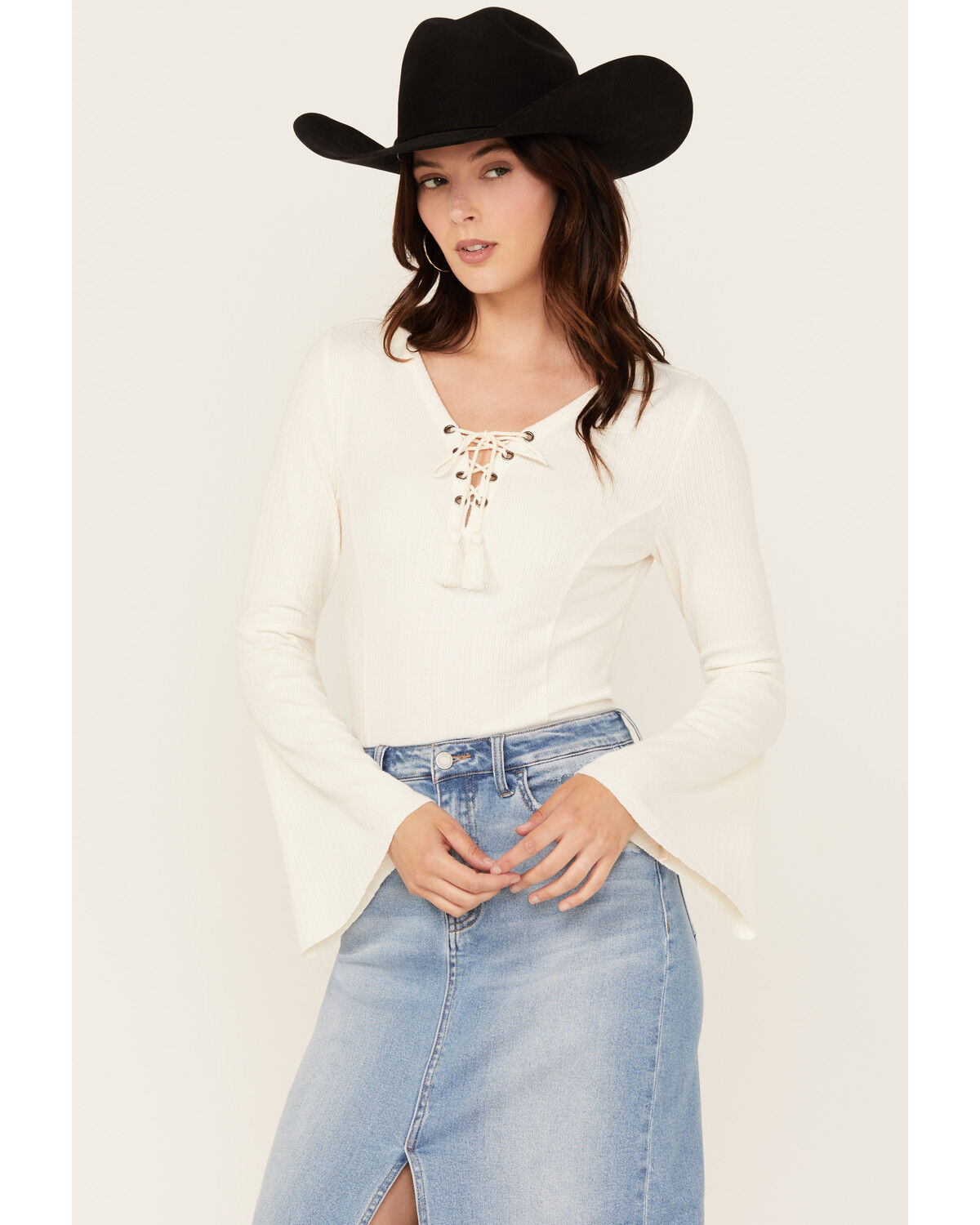 Shyanne Women's Solid Lace-Up Long Sleeve Shirt