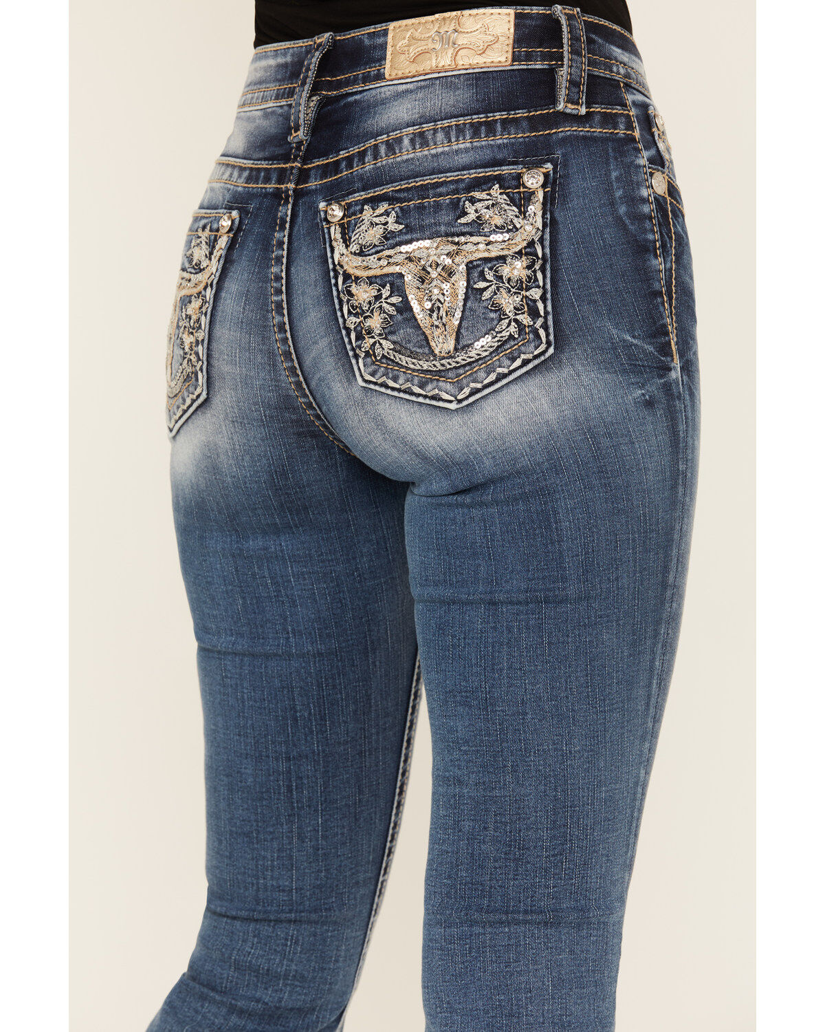 Miss Me Women's Dark Wash Mid Rise Stretch Bootcut Jeans