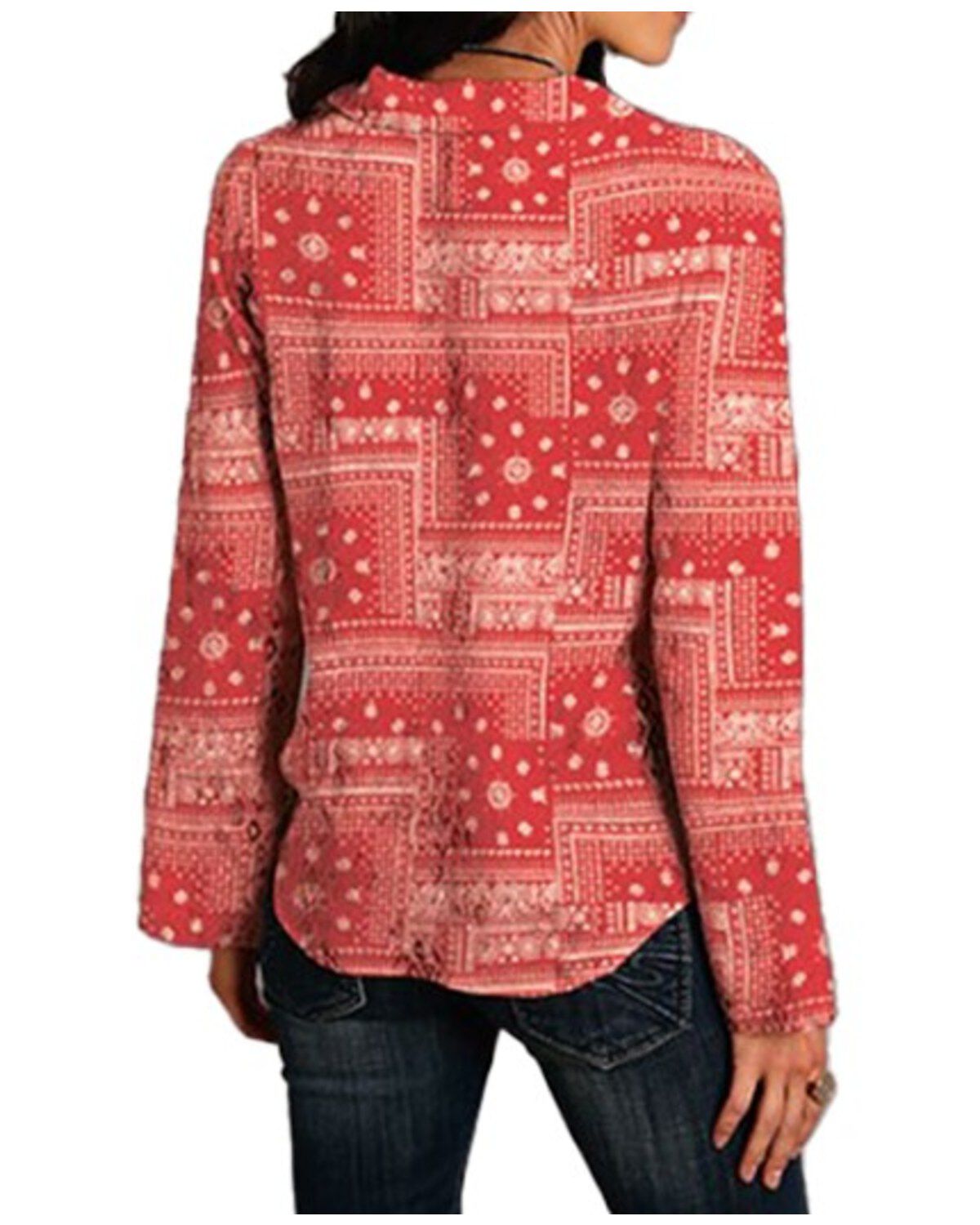 Stetson Women's Bandana Print Long Sleeve Blouse