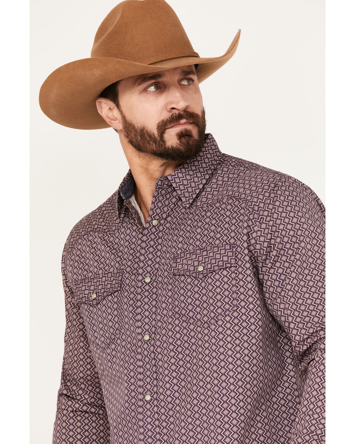Moonshine Spirit Men's Southwestern Print Long Sleeve Western Pearl Snap Shirt
