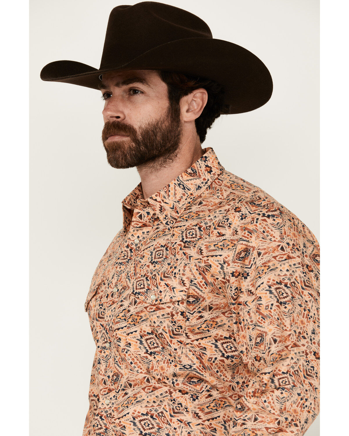 Wrangler Men's Checotah Print Long Sleeve Snap Western Shirt