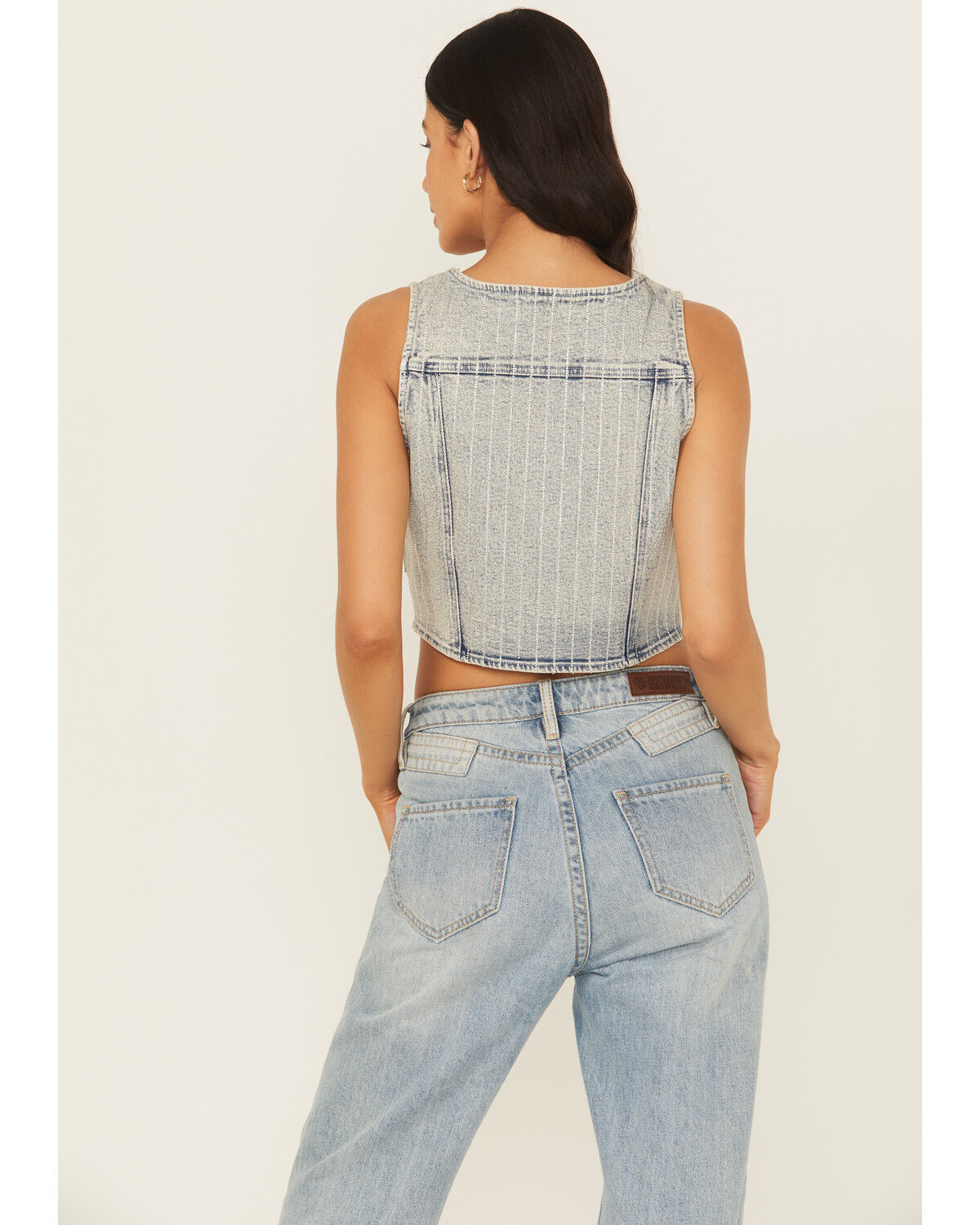 Blue B Women's Rhinestone Button-Down Vest