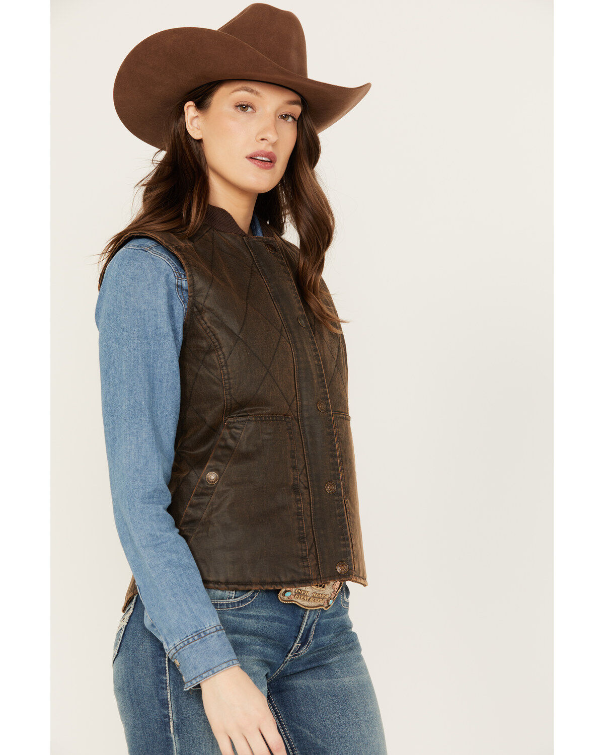 Circle S Women's Zip Front Enzyme Washed Cotton Concealed Carry Vest