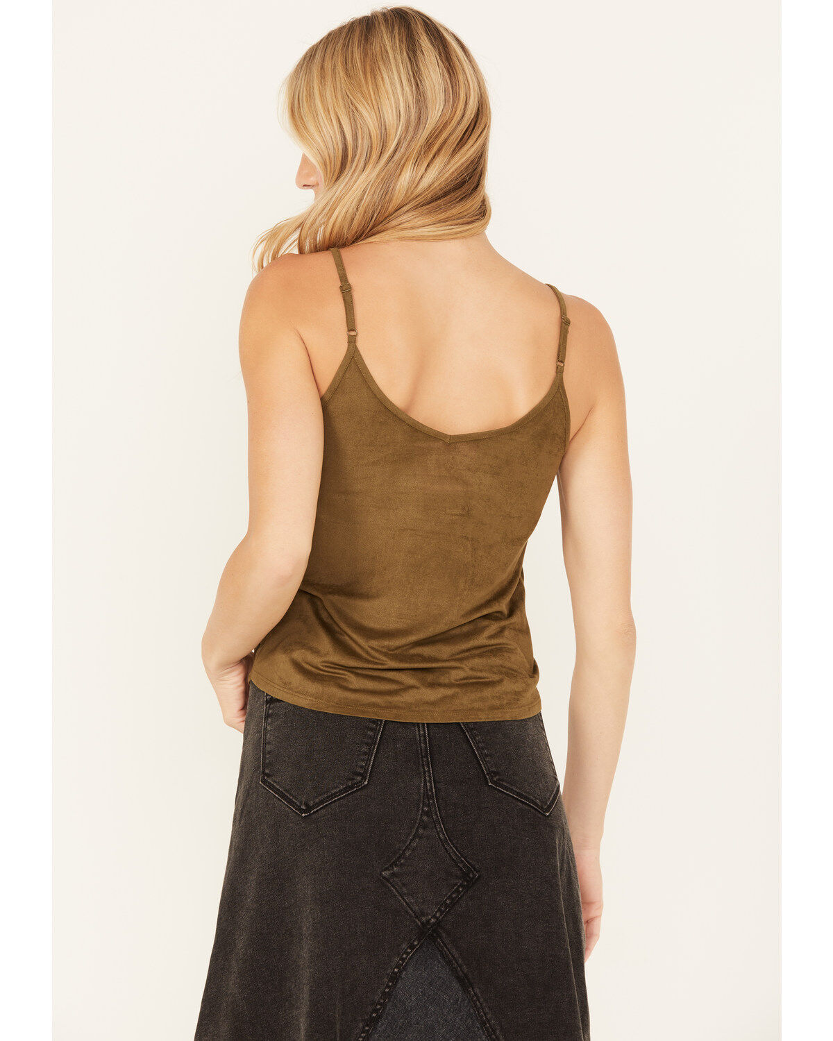 Shyanne Women's Crochet Lace Faux Suede Cami Top