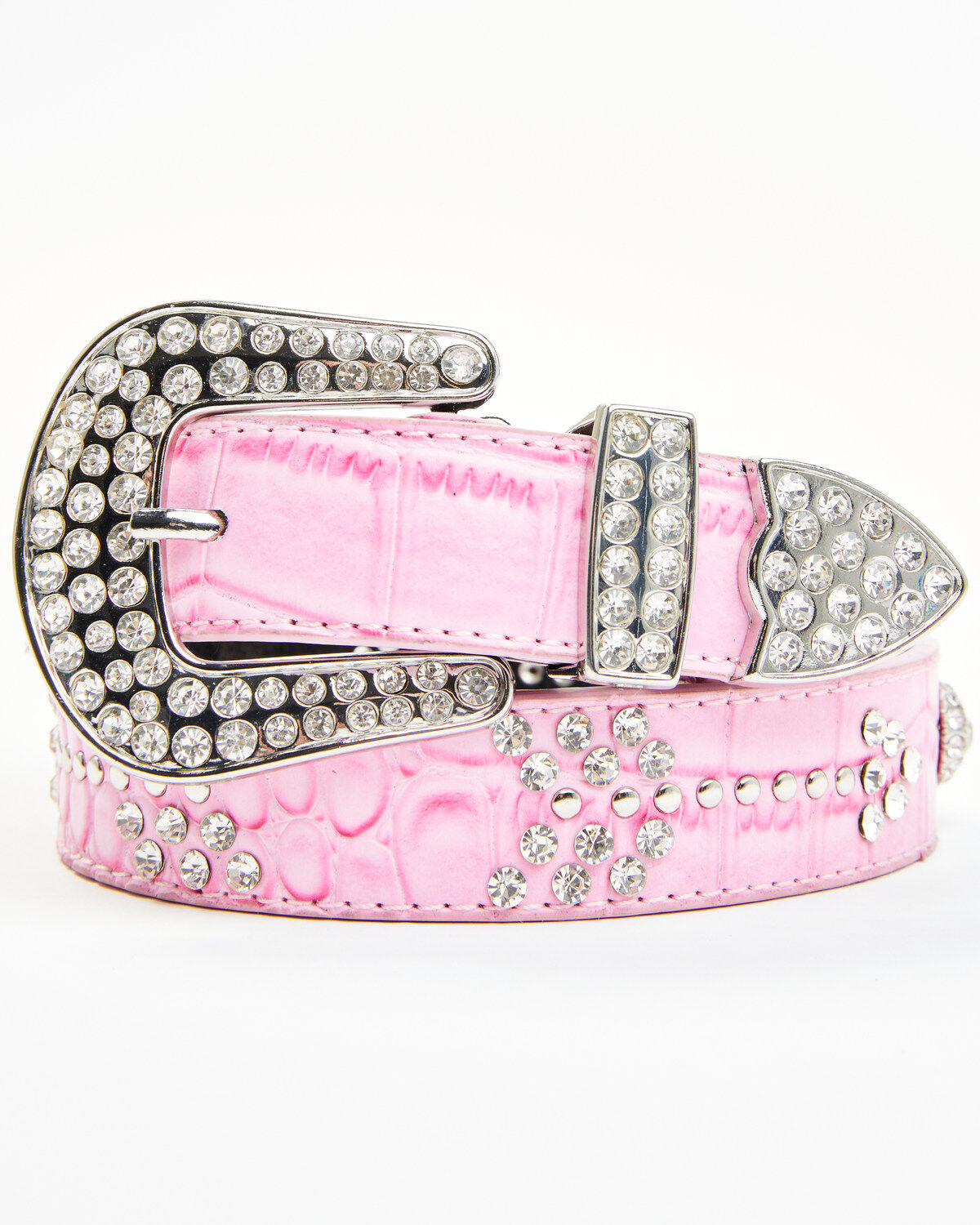 Shyanne Girls' Rhinestone Croc Print Arrow Belt
