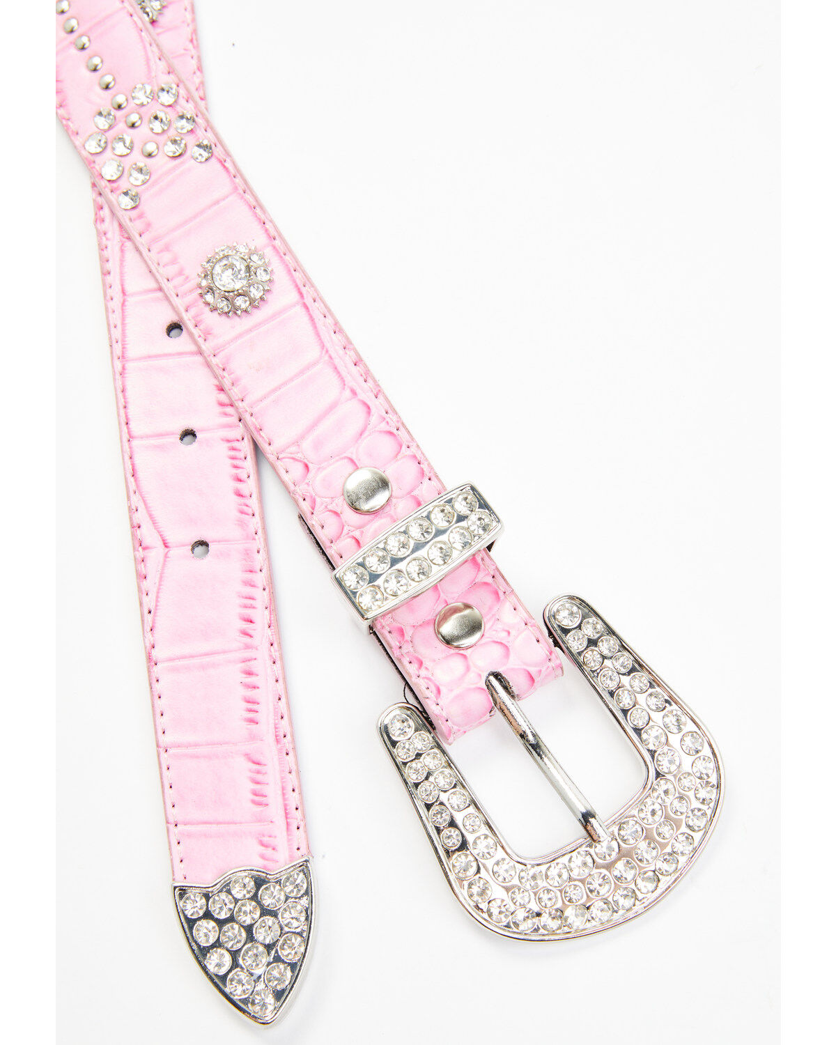 Shyanne Girls' Rhinestone Croc Print Arrow Belt