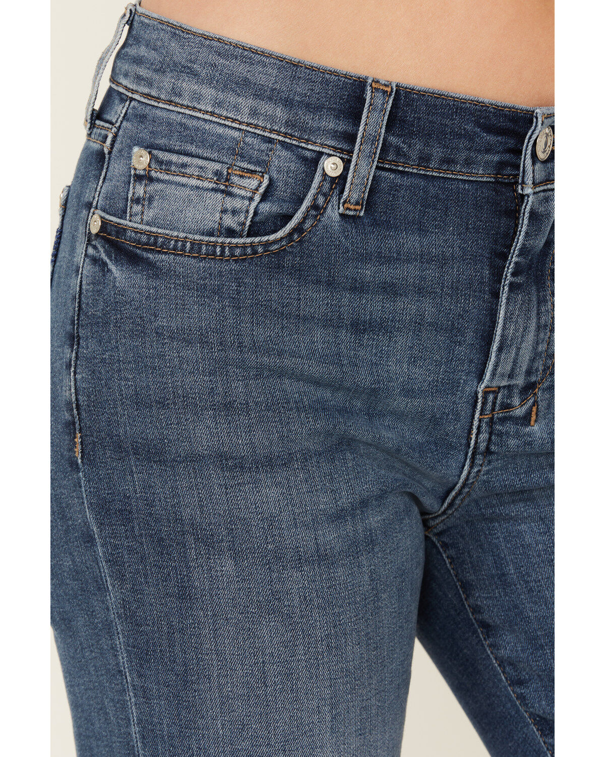 7 For All Mankind Women's Dark Wash Mid Rise Marsh Tailorless Dojo Trouser Stretch Denim Jeans