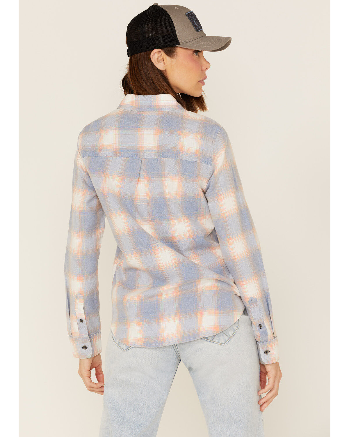 Flag & Anthem Women's Long Sleeve Plaid Pocket Button Shirt