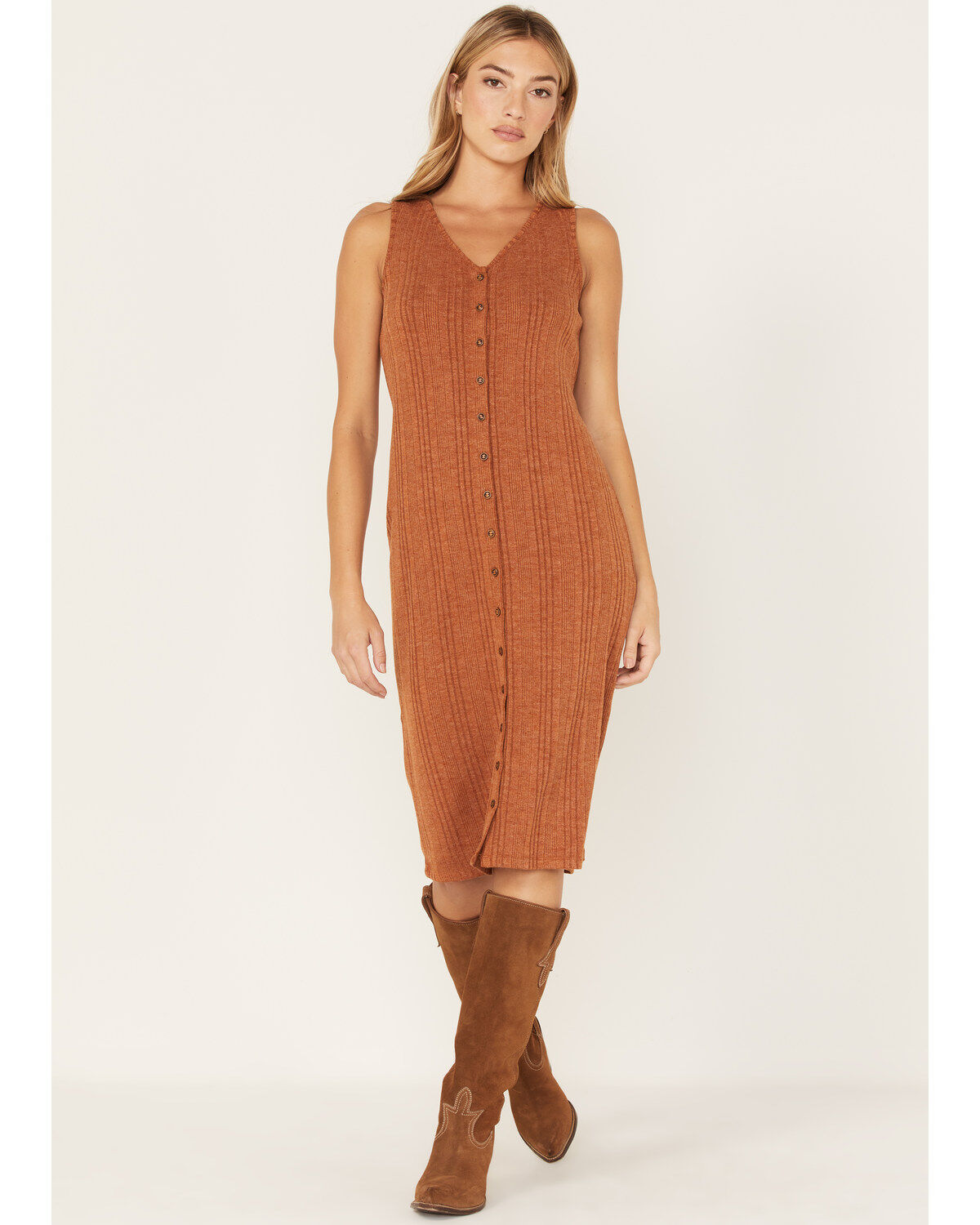 Cleo + Wolf Women's Ribbed Tank Midi Dress