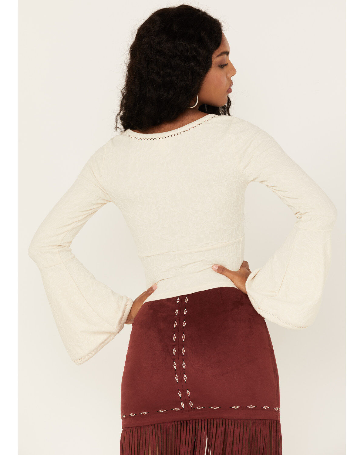 Shyanne Women's Deep V-Neck Bell Sleeve Crop Top