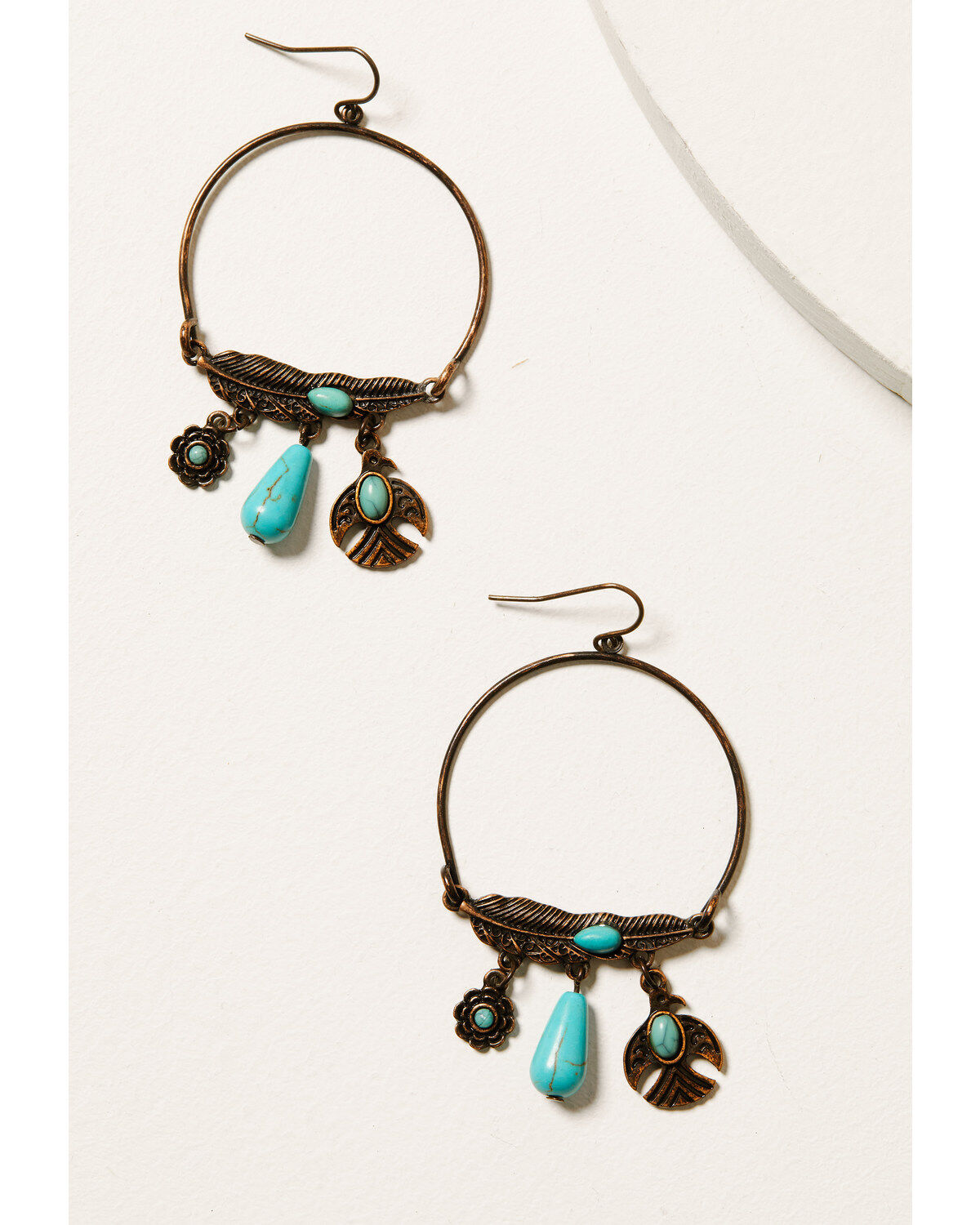 Shyanne Women's Mystic Skies Feather Hoop Charm Earrings