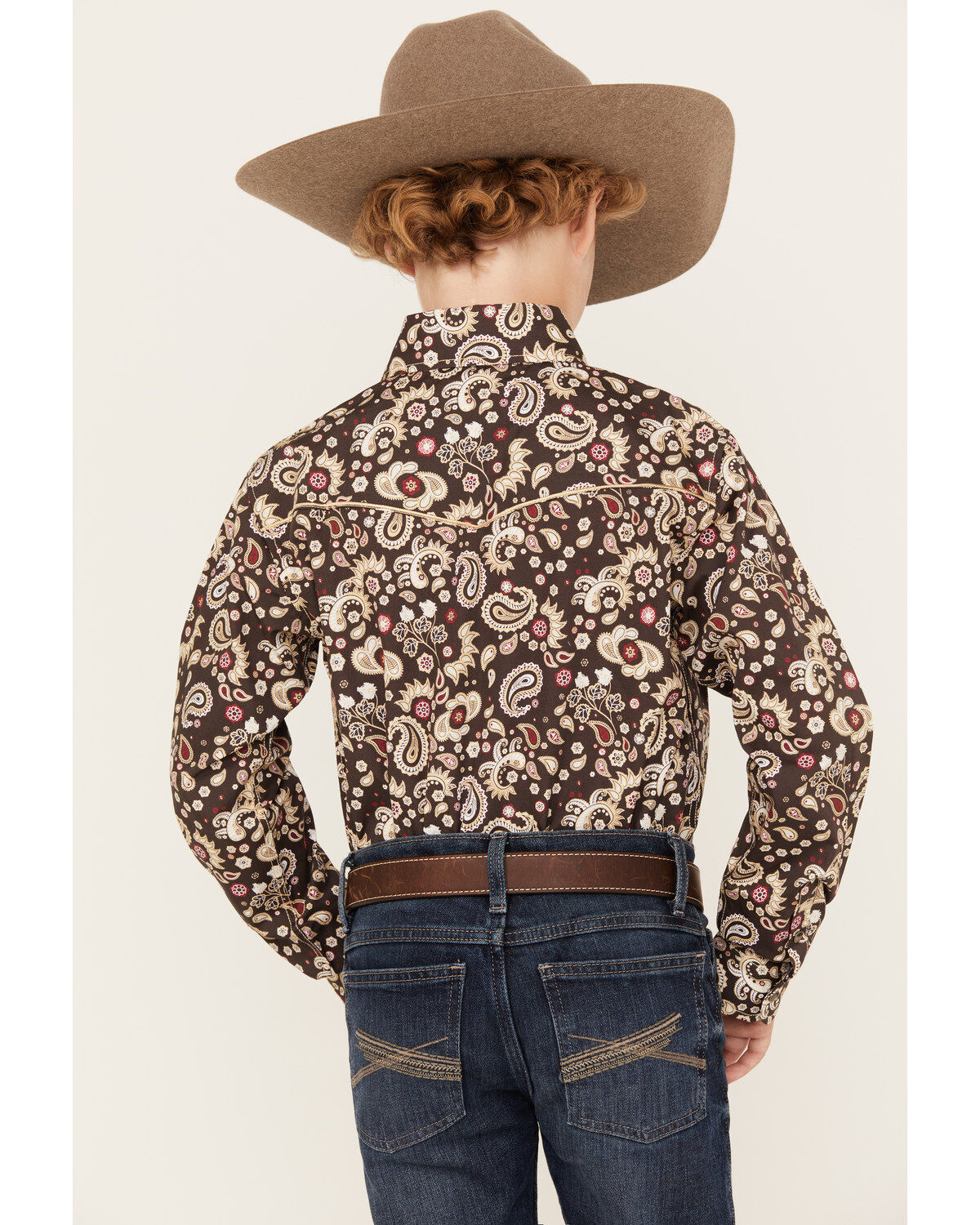 Cowboy Hardware Boys' Mixed Paisley Print Long Sleeve Snap Western Shirt