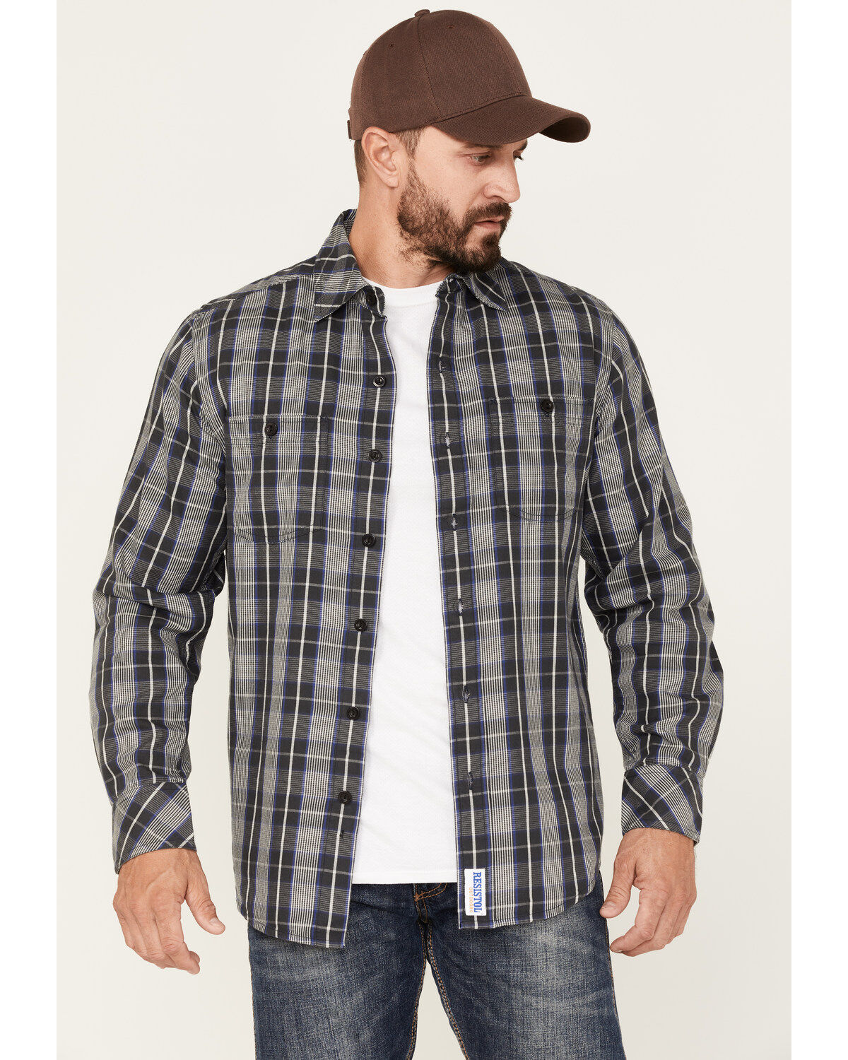 Resistol Men's Cooper Medium Plaid Long Sleeve Button Down Shirt