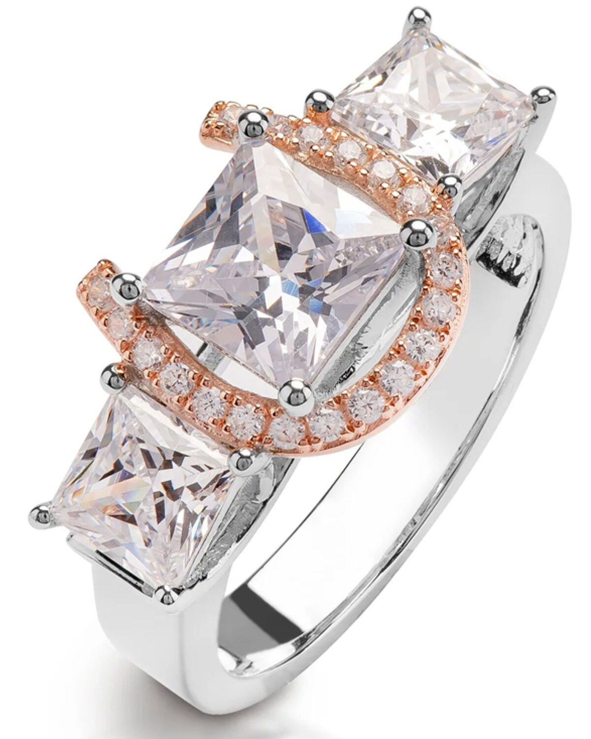 Kelly Herd Women's Three-Stone Princess Cut Horseshoe Ring