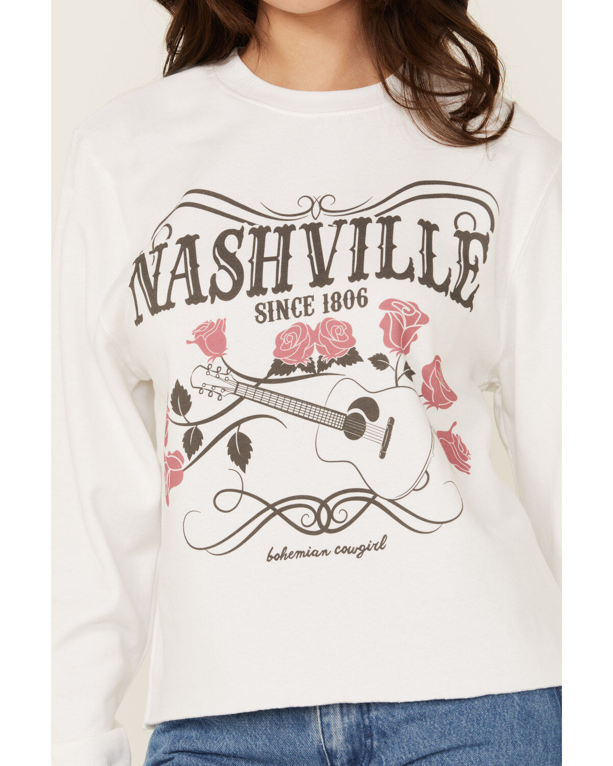 Bohemia Cowgirl Women's Nashville Short Sleeve Cropped Graphic Tee