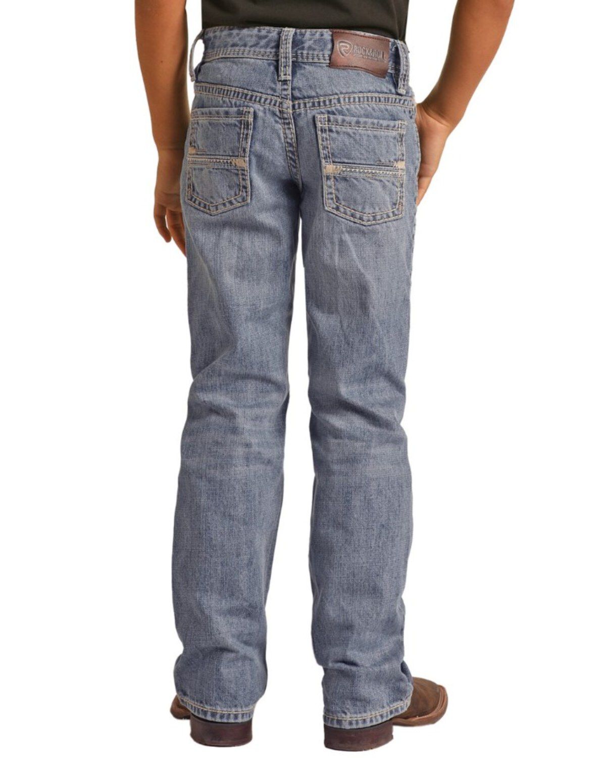 Rock & Roll Denim Boys' Medium Wash Flat Seam Bootcut Denim Jeans