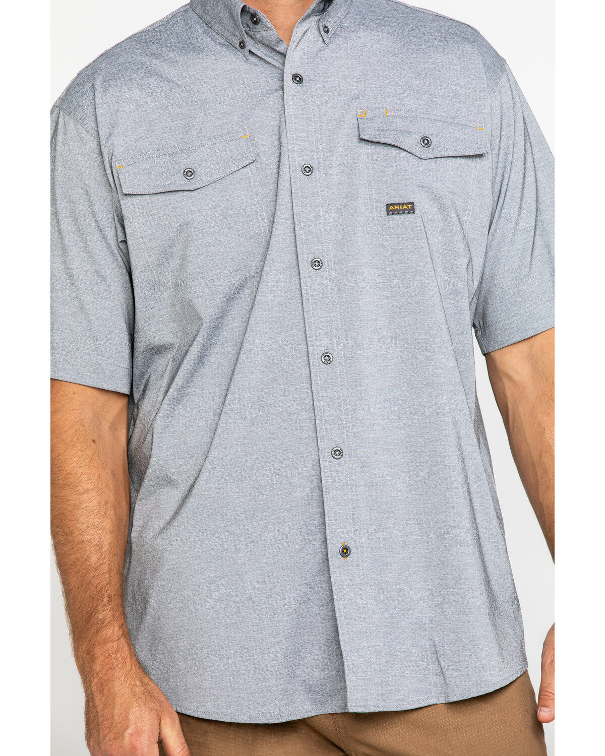 Ariat Men's Grey Rebar Made Tough Durastretch Vent Short Sleeve Work Shirt