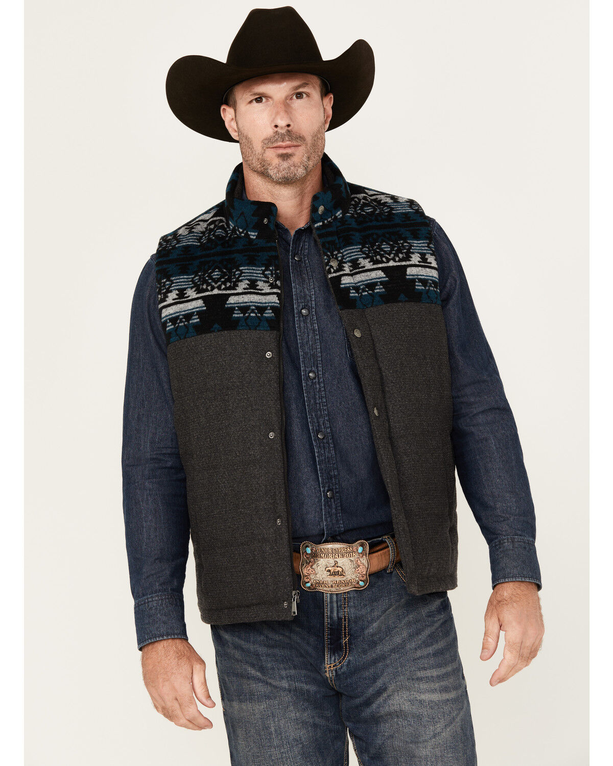 Cody James Men's Southwestern Print Yoke Wool Vest