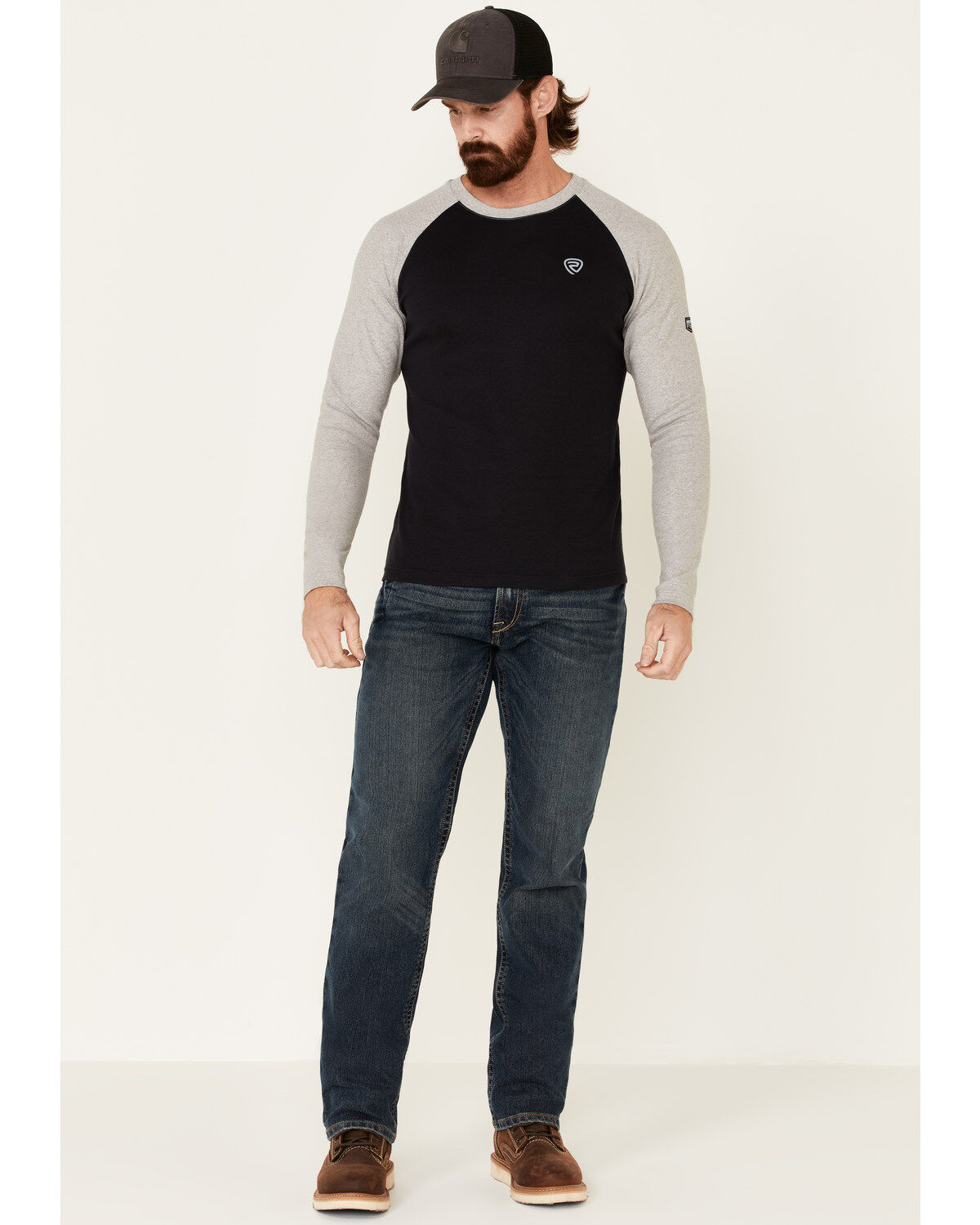 Rock & Roll Denim Men's FR Black Long Sleeve Work Raglan T-Shirt