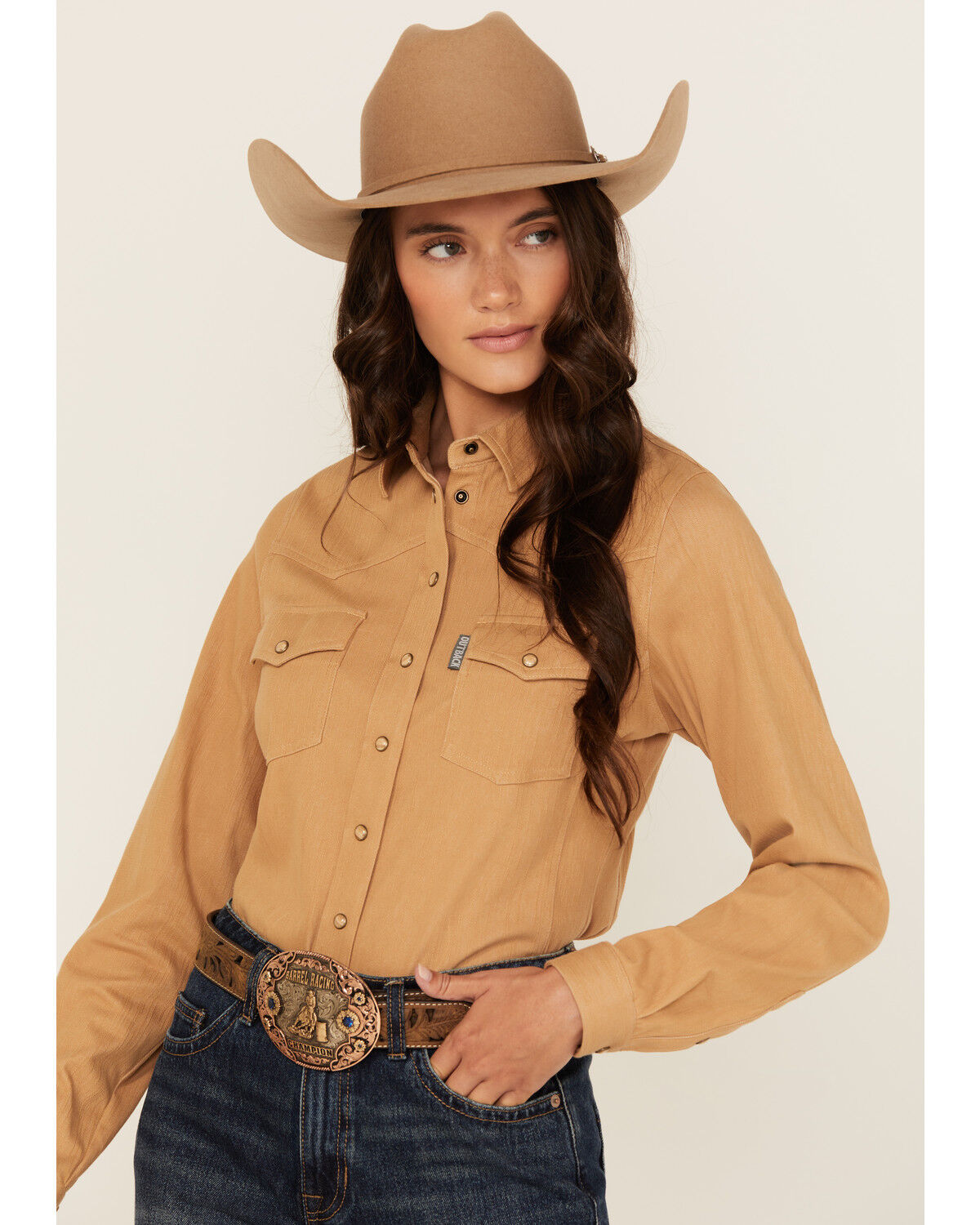 Outback Trading Co Women's Solid Knit Long Sleeve Snap Western Shirt