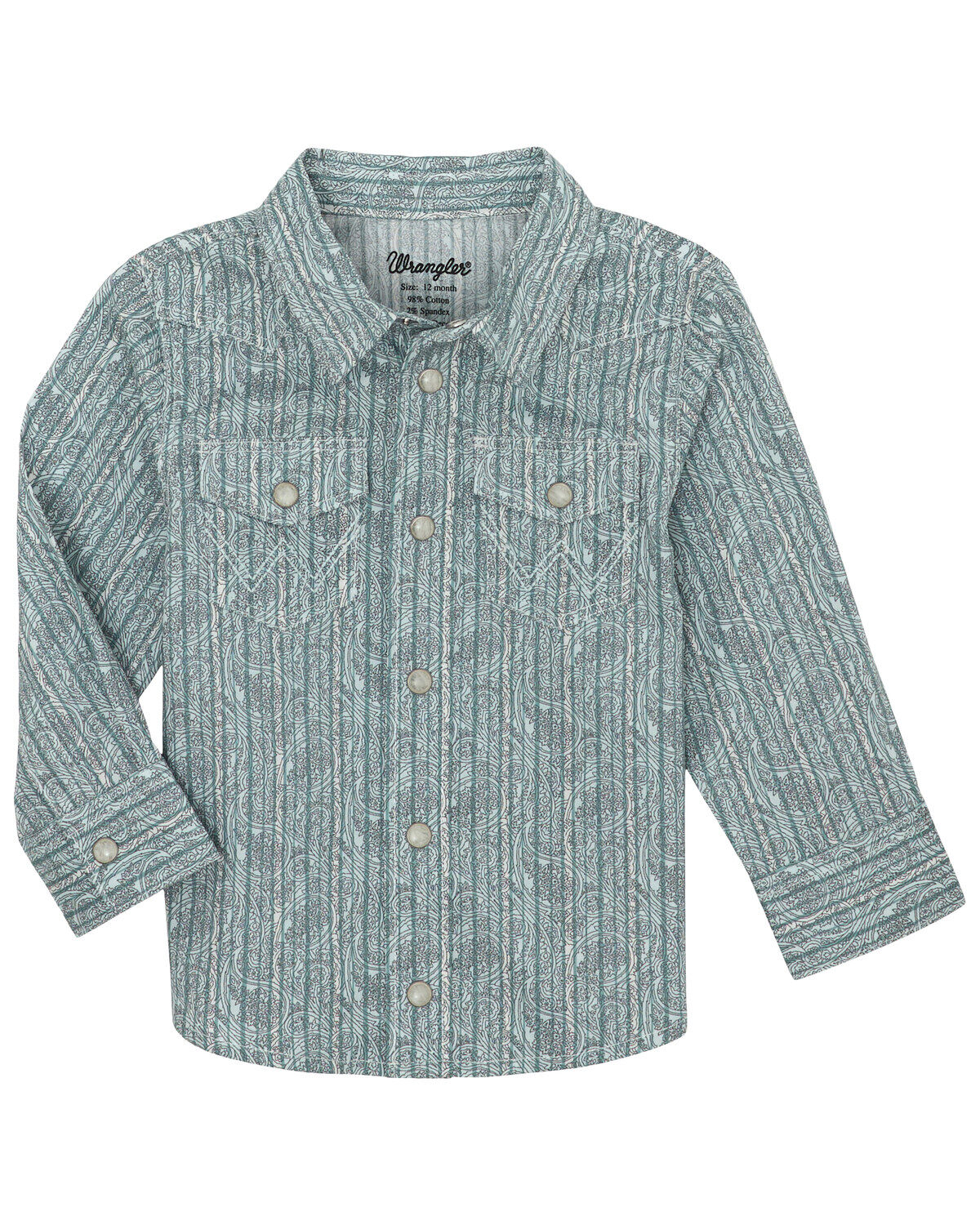 Wrangler Toddler Boys' Paisley Print Long Sleeve Snap Stretch Western Shirt
