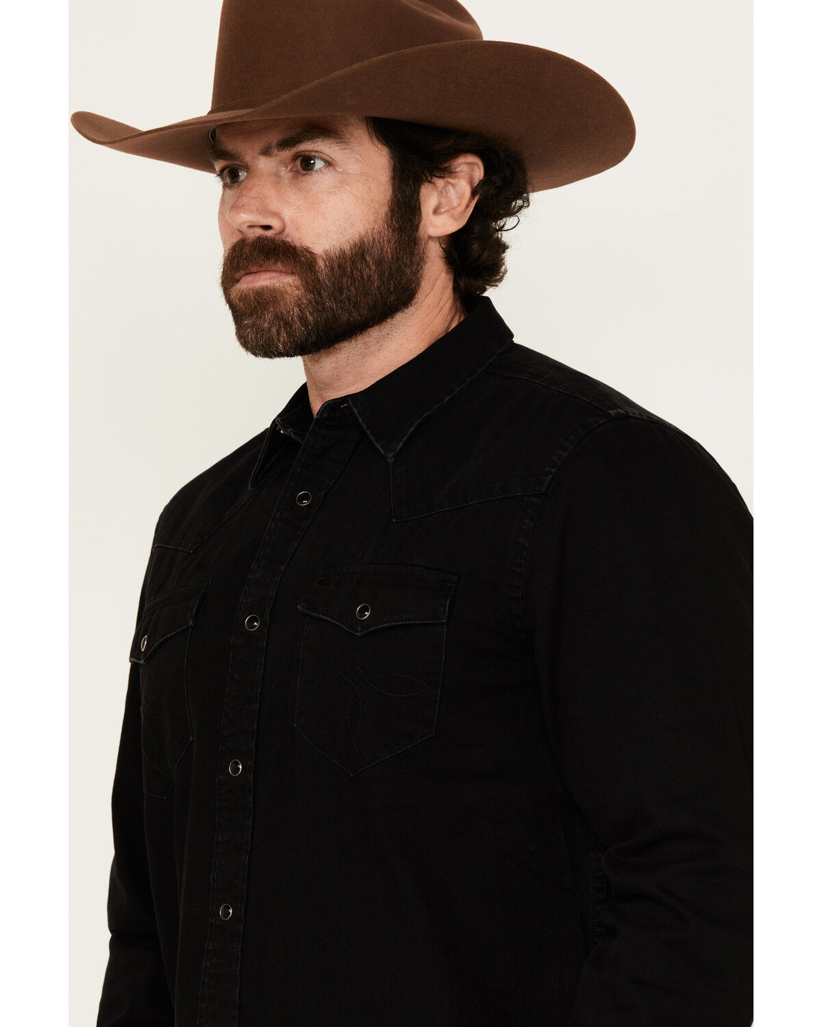 Cody James Men's Solid Long Sleeve Snap Denim Western Shirt - Tall