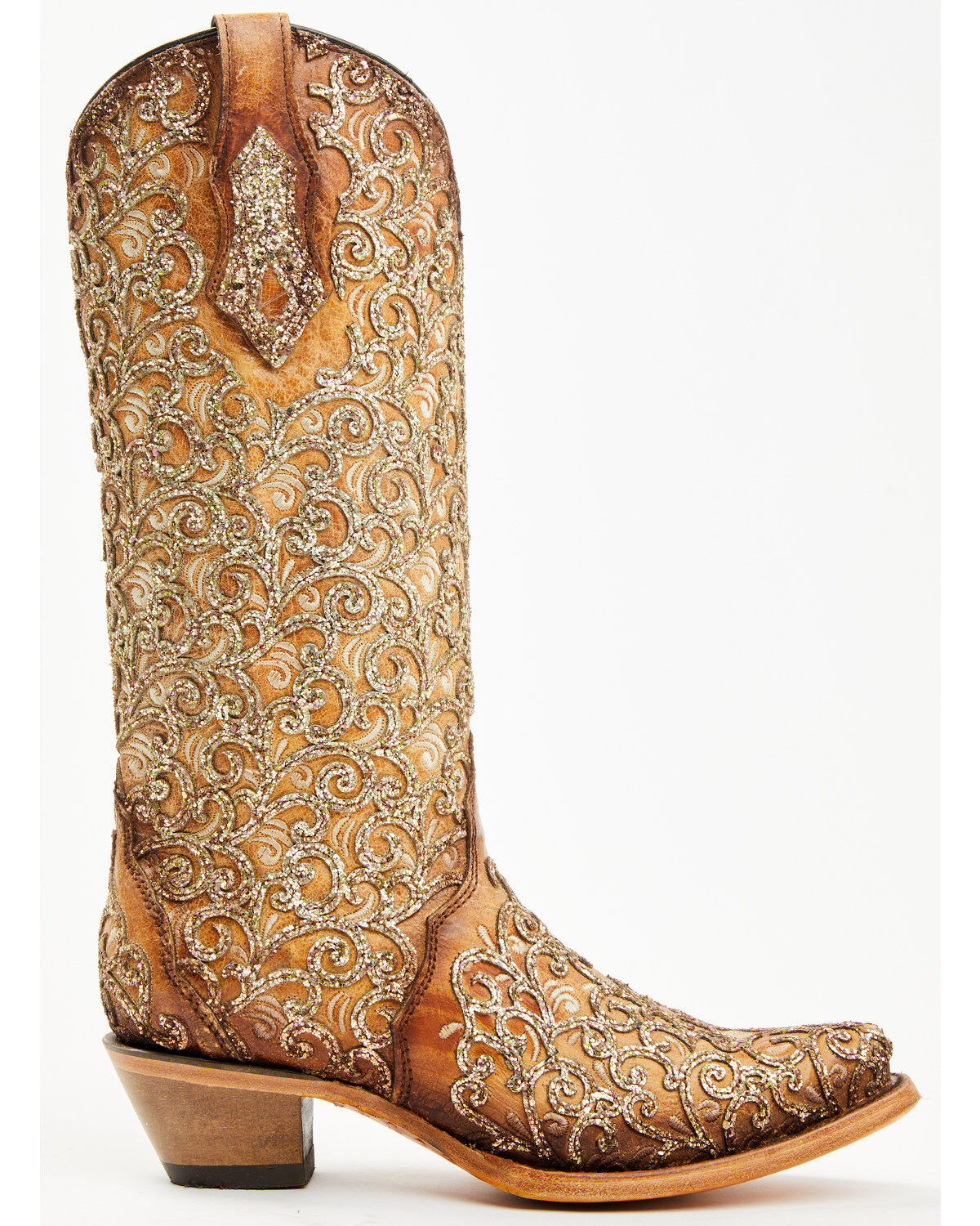 Corral Women's Saddle Glitter Overlay Triad Western Boots - Snip Toe