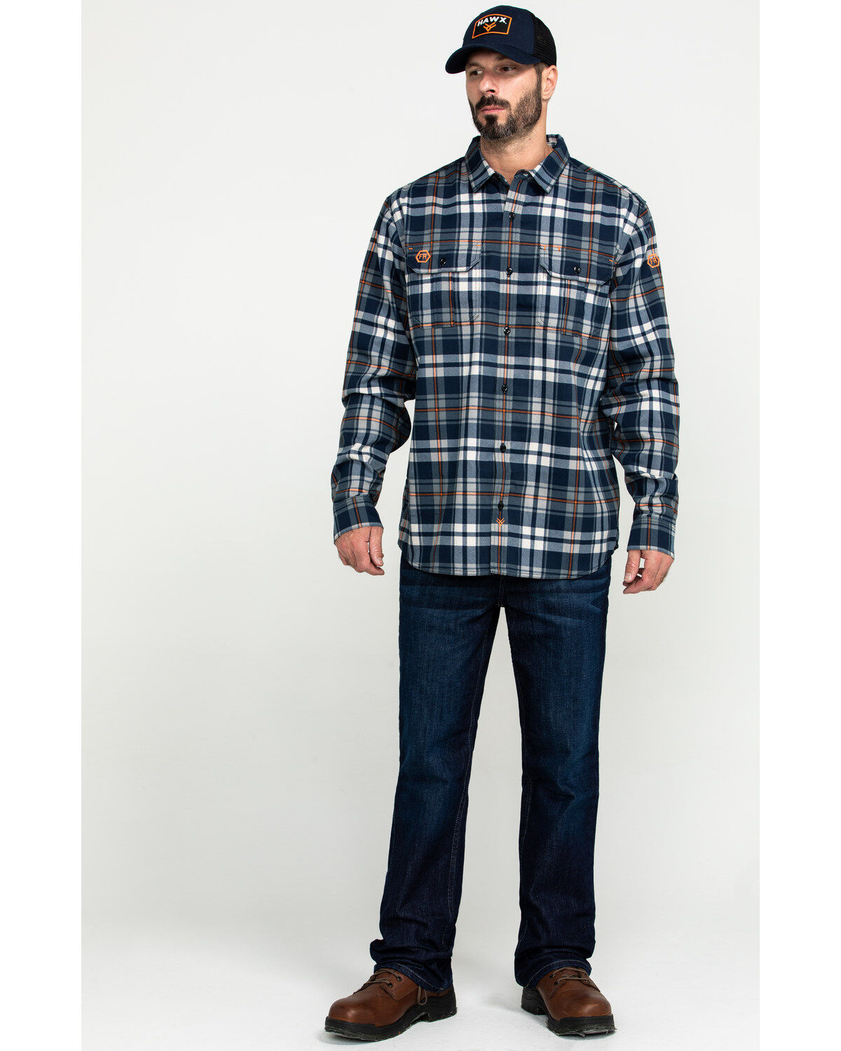 Hawx Men's FR Plaid Print Long Sleeve Woven Work Shirt - Tall