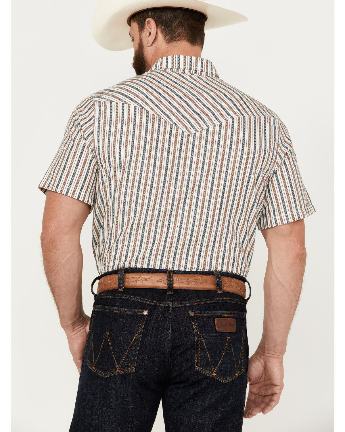 Cody James Men's Tie Down Striped Short Sleeve Western Snap Shirt