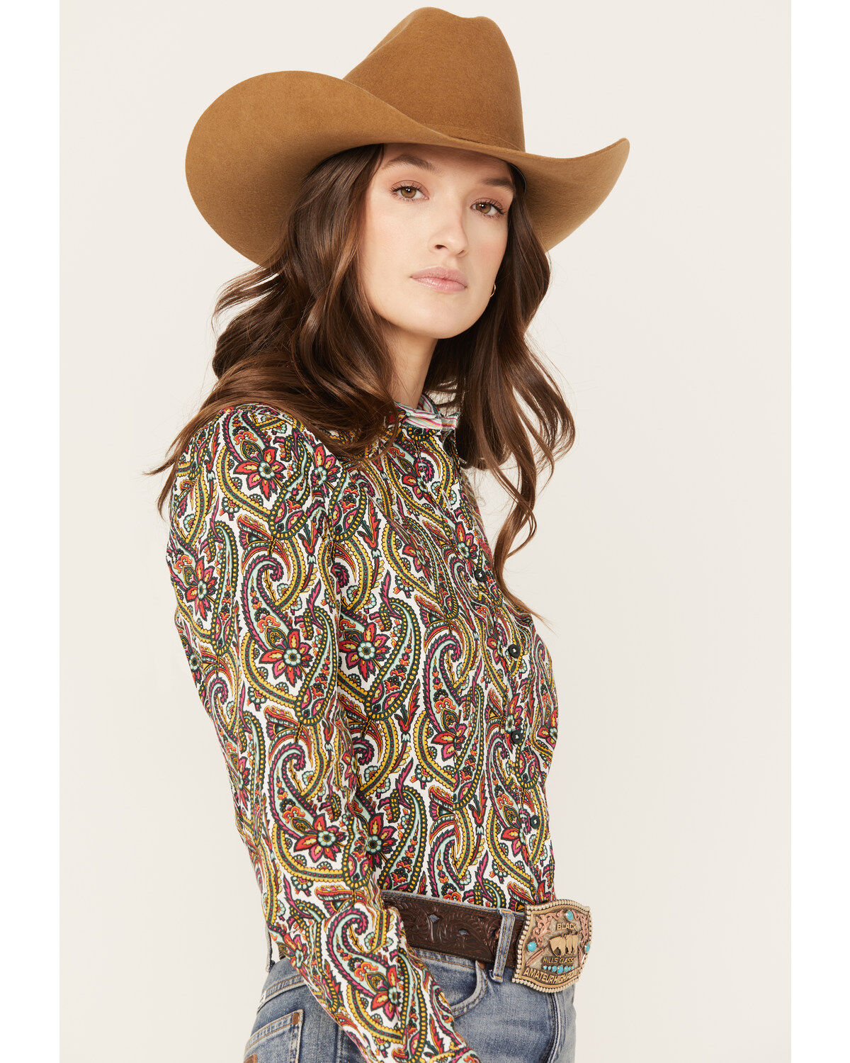 Cinch Women's Paisley Print Long Sleeve Button-Down Western Shirt