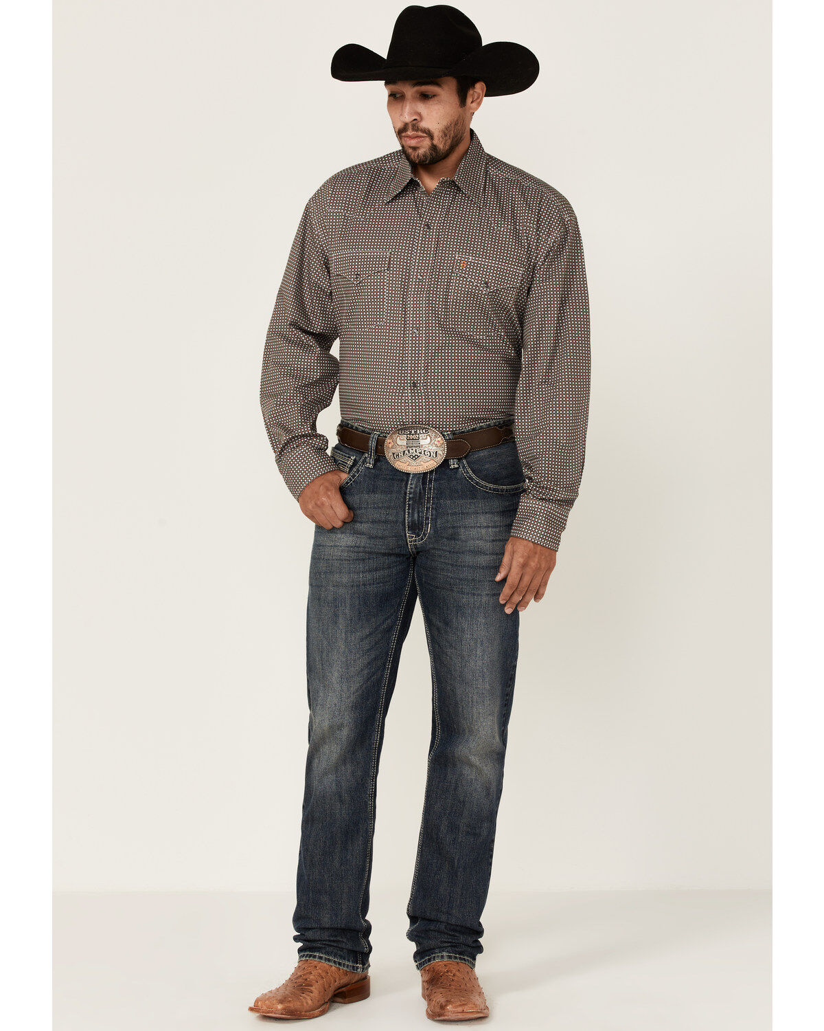 Stetson Men's Dash & Dot Geo Print Long Sleeve Button Down Western Shirt