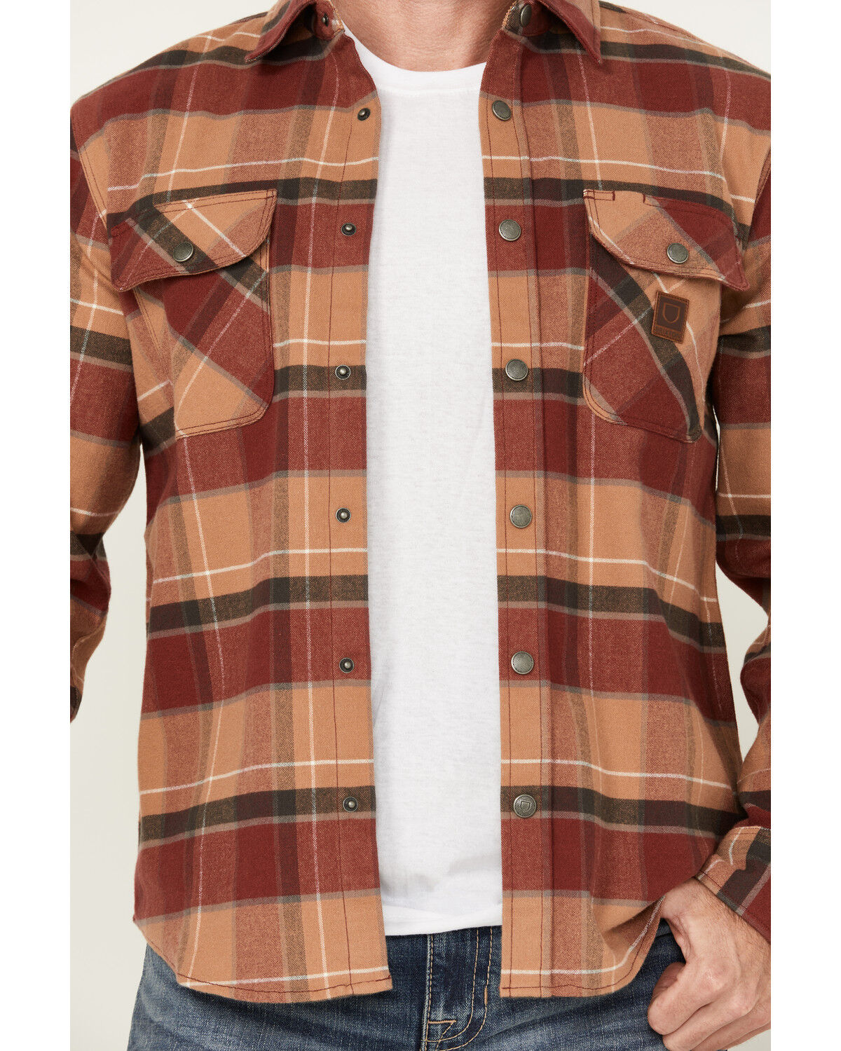 Brixton Men's Bowery Heavyweight Plaid Print Long Sleeve Snap Stretch Flannel Shirt