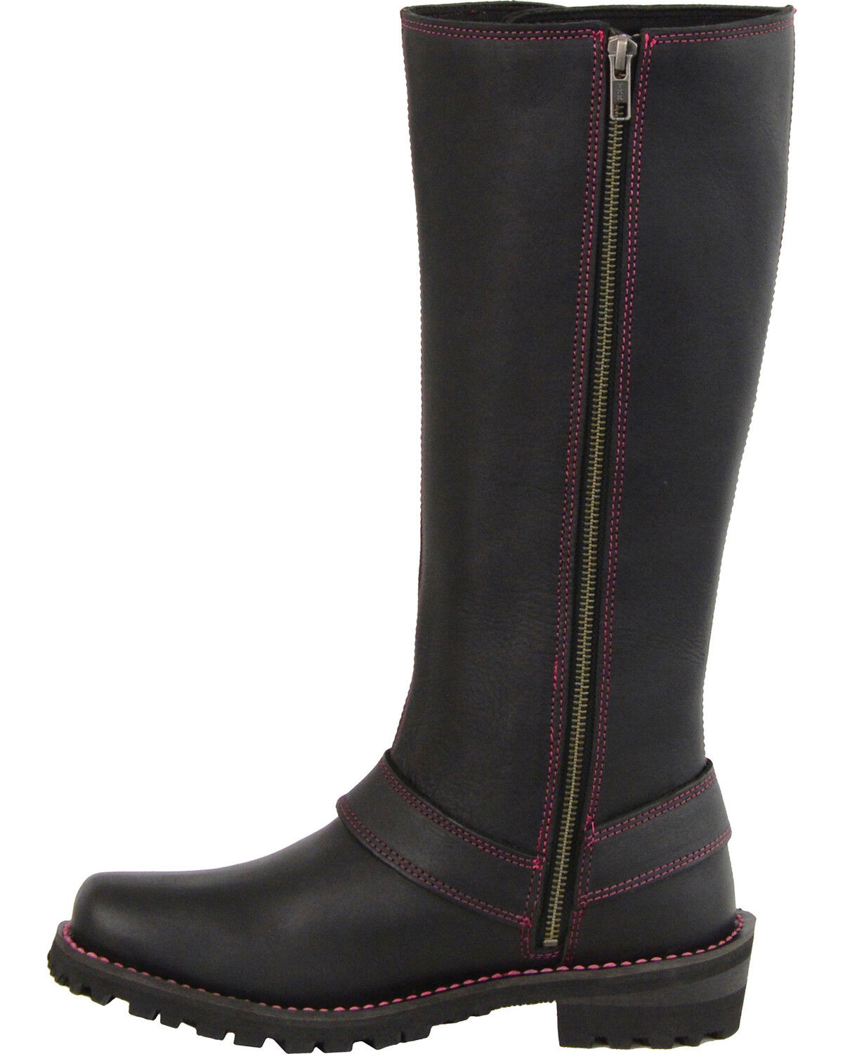 Milwaukee Leather Women's 14" Fuchsia Accent Lacing Boots - Square Toe