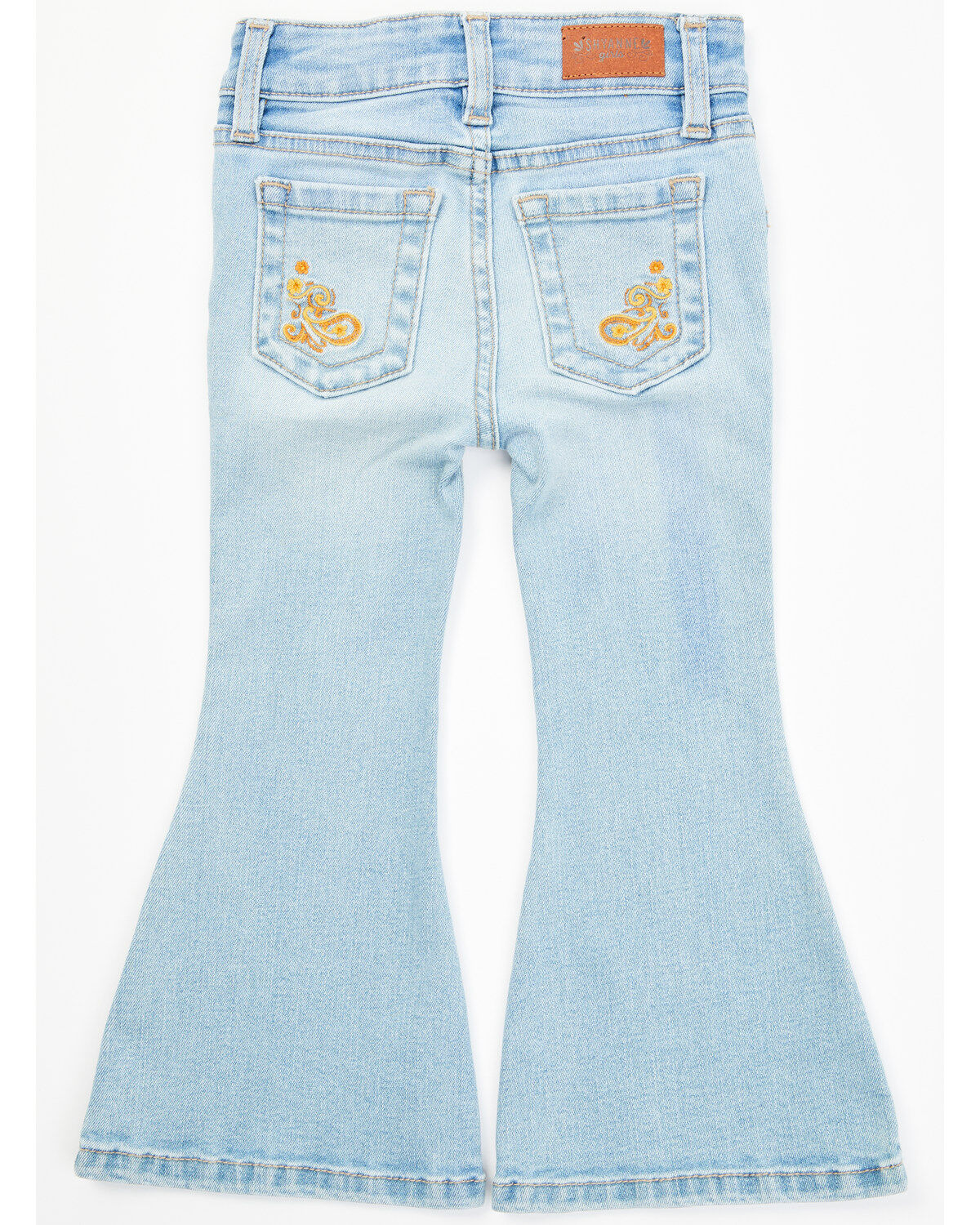 Shyanne Toddler Girls' Floral Embroidered Light Wash Flare Stretch Denim Jeans