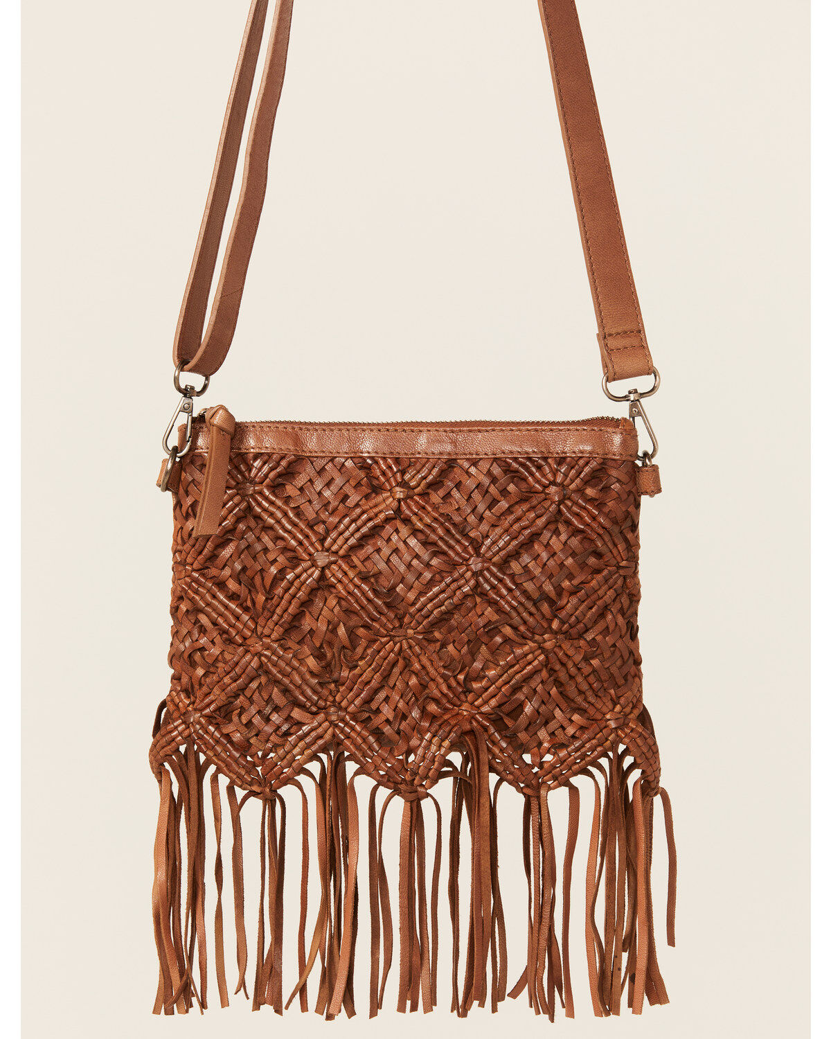 Shyanne Women's Western Heritage Woven Leather Fringe Crossbody Bag