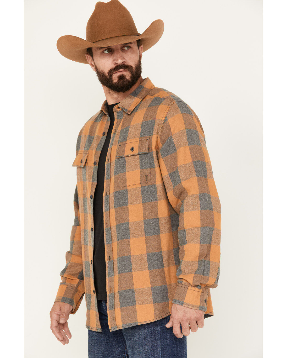 Brothers and Sons Men's Buffalo Checkered Print Long Sleeve Button Down Western Flannel Shirt