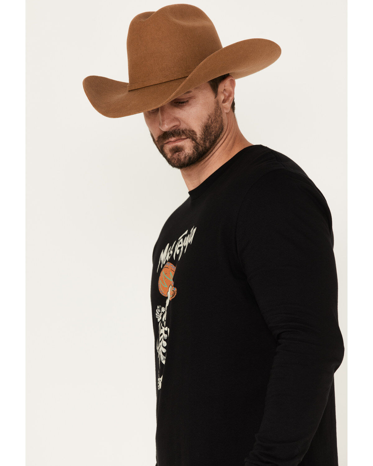 Moonshine Spirit Men's Mas Tequila Skeleton Graphic Long Sleeve T-Shirt