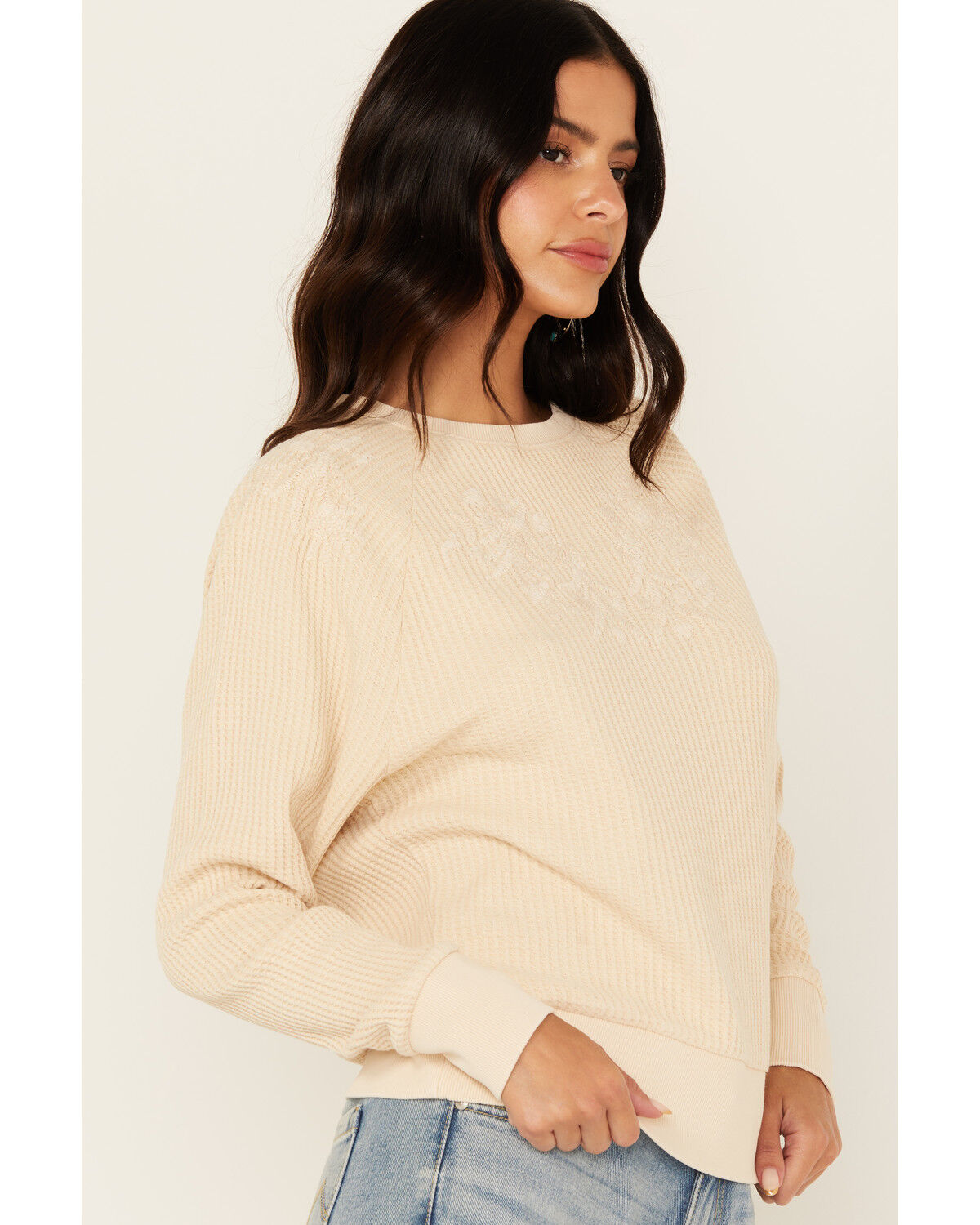 Cleo + Wolf Women's Waffle Knit Long Sleeve Top