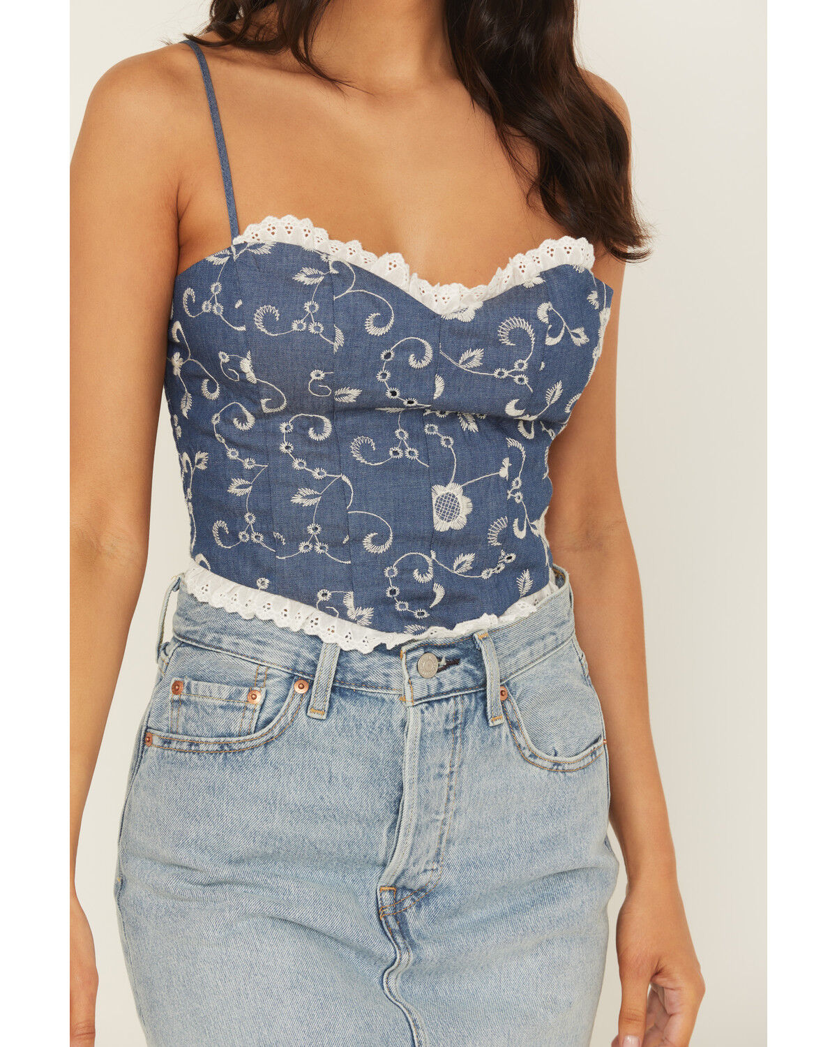 Shyanne Women's Embroidered Denim Corset