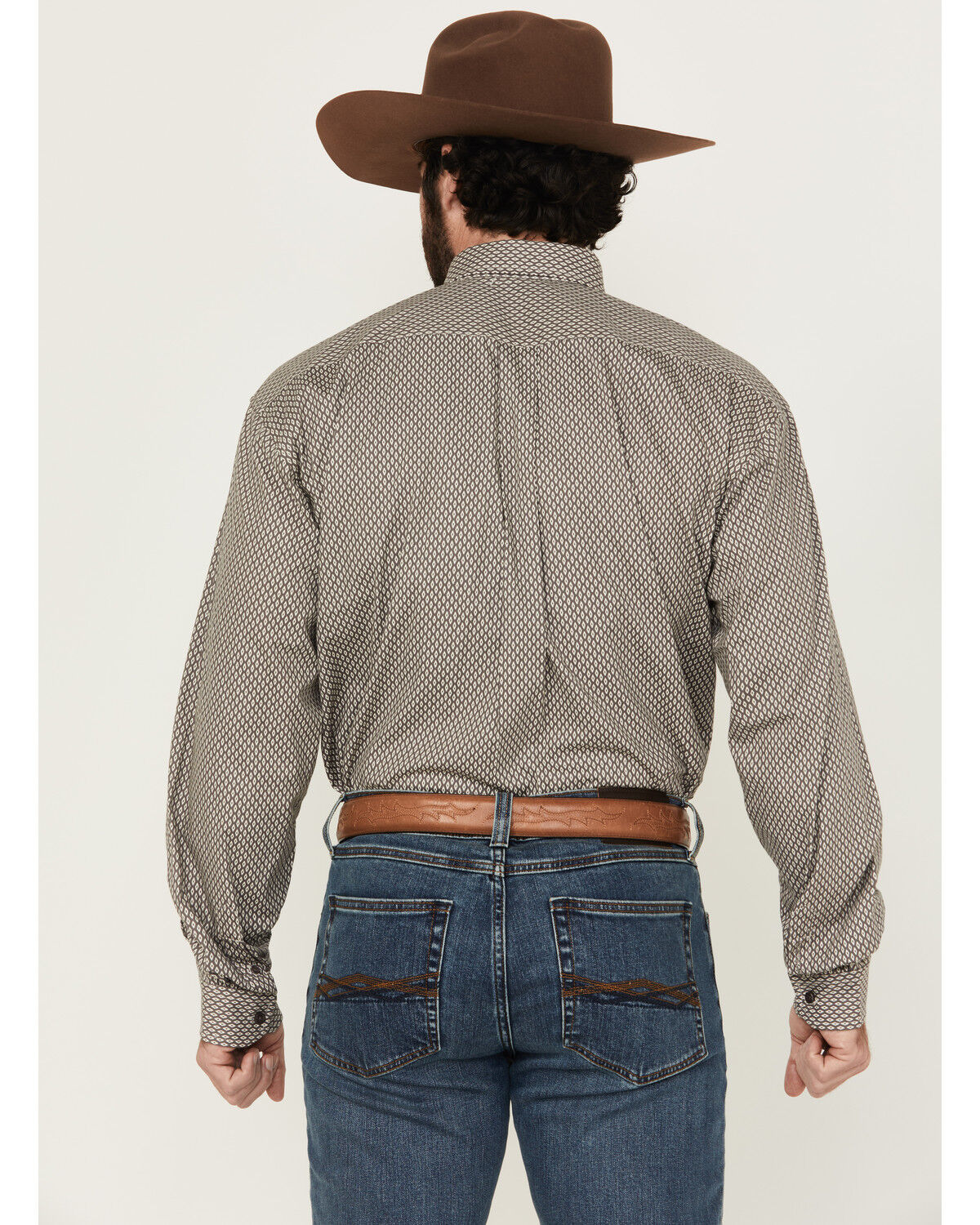 Stetson Men's Geo Print Long Sleeve Button-Down Western Shirt