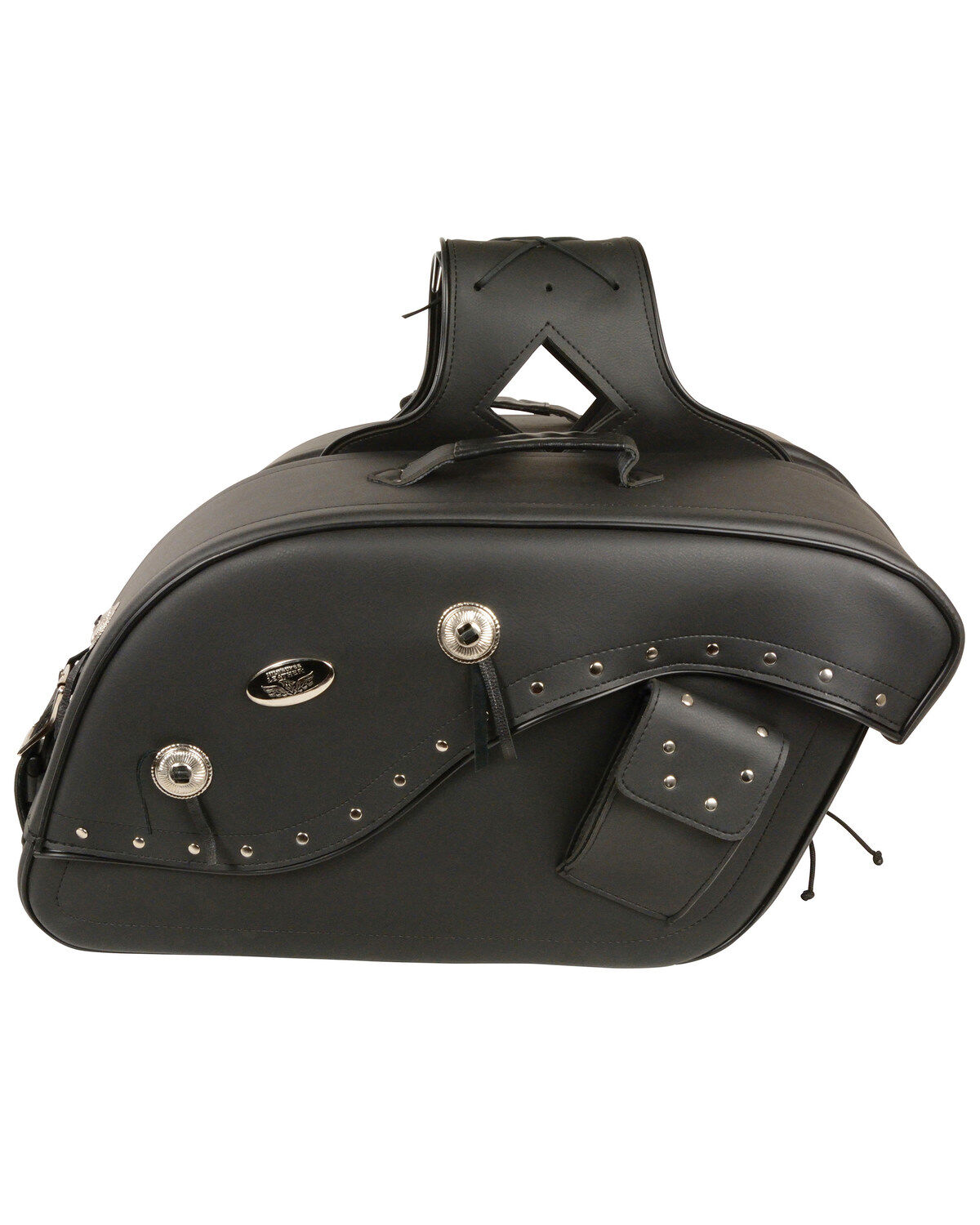 Milwaukee Leather Medium Cruiser Style Riveted Throw Over Saddle Bag