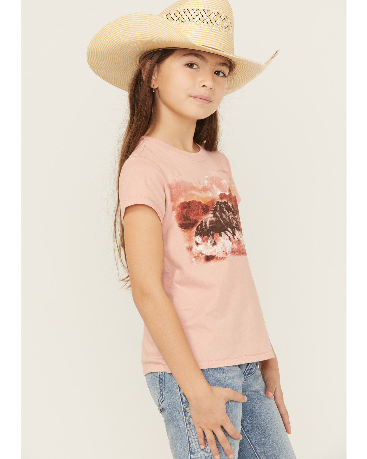 Shyanne Girls' Running Horses Short Sleeve Graphic Tee