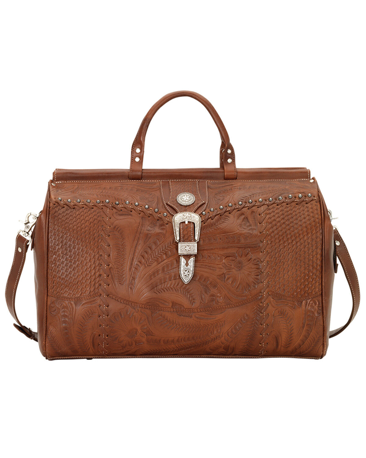 American West Antique Tan Leather Duffel Bag