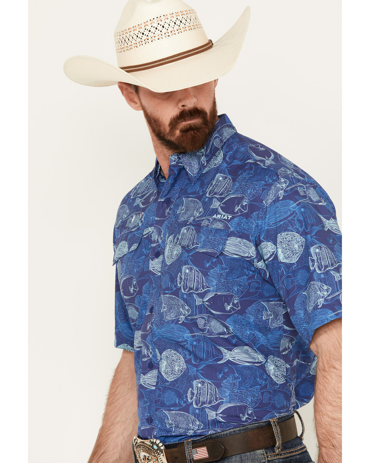 Ariat Men's VentTEK Outbound Print Classic Fit Short Sleeve Performance Shirt