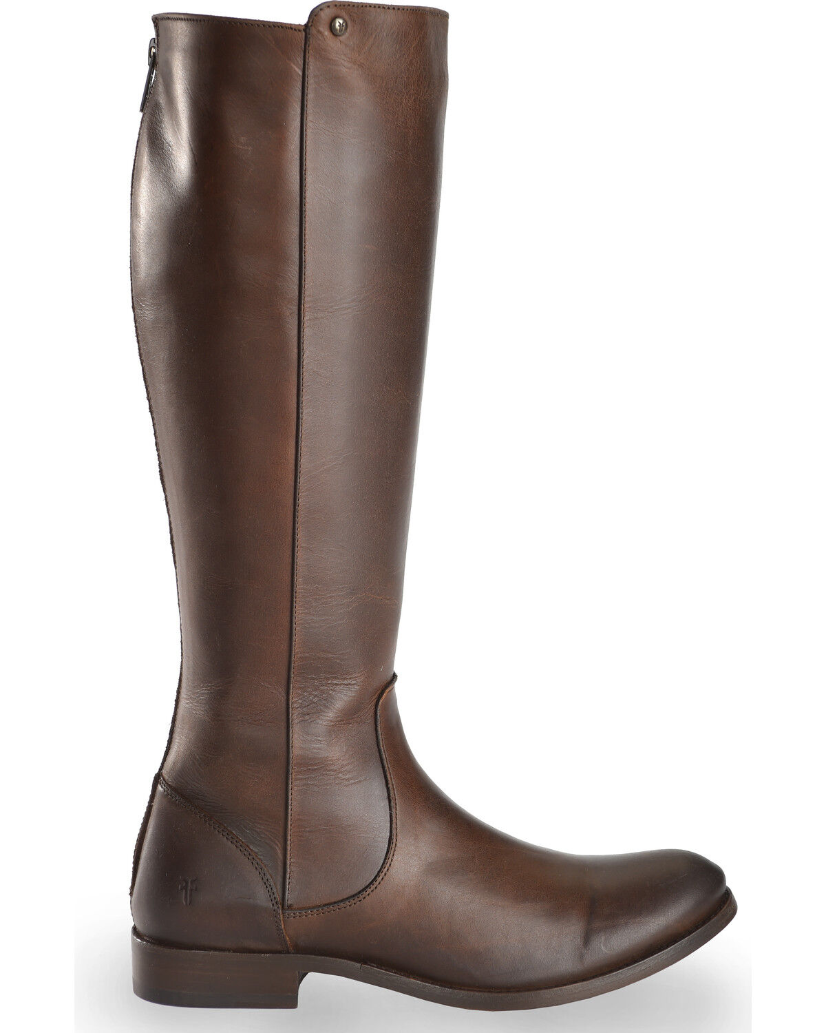 Frye Women's Chocolate Melissa Stud Back Zip Boots - Round Toe
