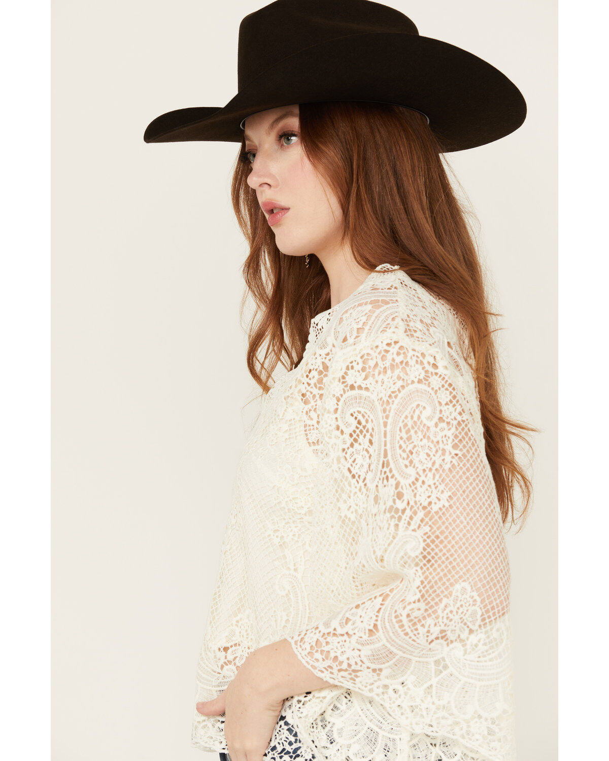 Miss Me Women's Paisley Embroidered Long Sleeve Blouse