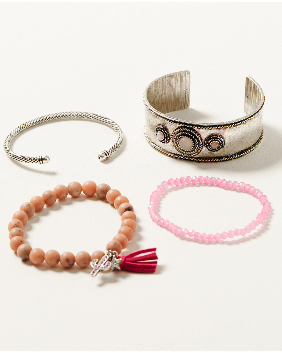 Shyanne Women's Mixed Bead Cactus & Cuff Bracelet Set - 4-Piece